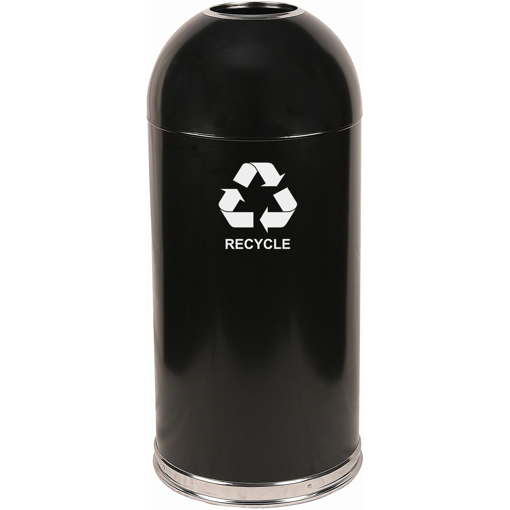 415DTBK-R-VV Ergode Dometop Recycling Container - Open Top, Touchless Disposal, Stainless Steel Bottom Band, Durable Steel Shell, Galvanized Liner, Recycle Decal