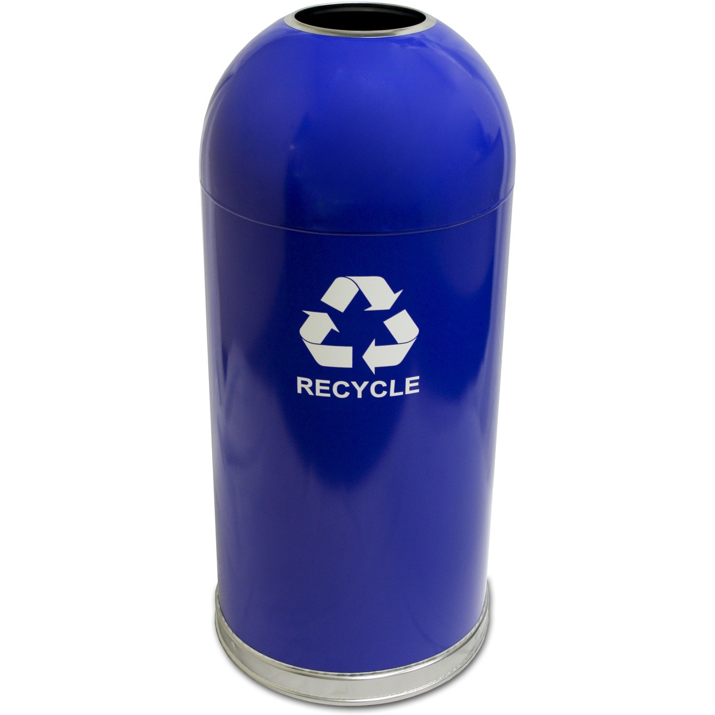 Ergode Dometop Recycling Container - Touchless Disposal, Stainless Steel Bottom Band, Galvanized Liner, Durable & Reliable