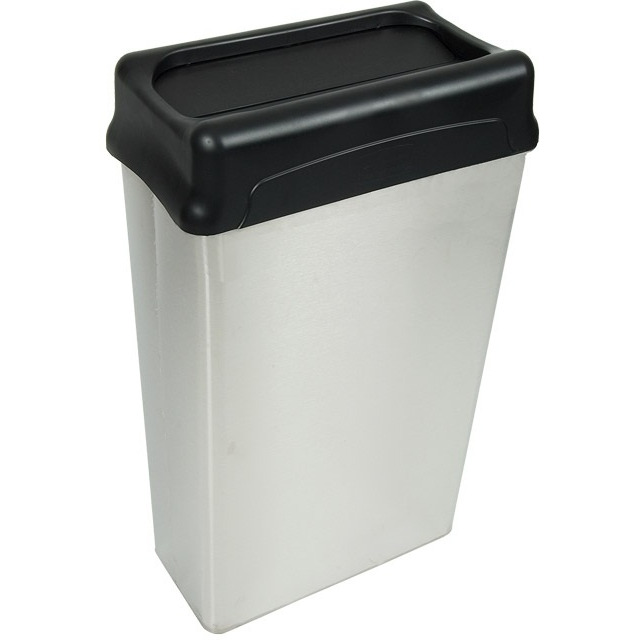 70HTSS-VV Ergode Stainless Steel Wastebasket - Sleek & Space-Saving Trash Disposal Solution with Push-Down Flaps & No-Mar Feet