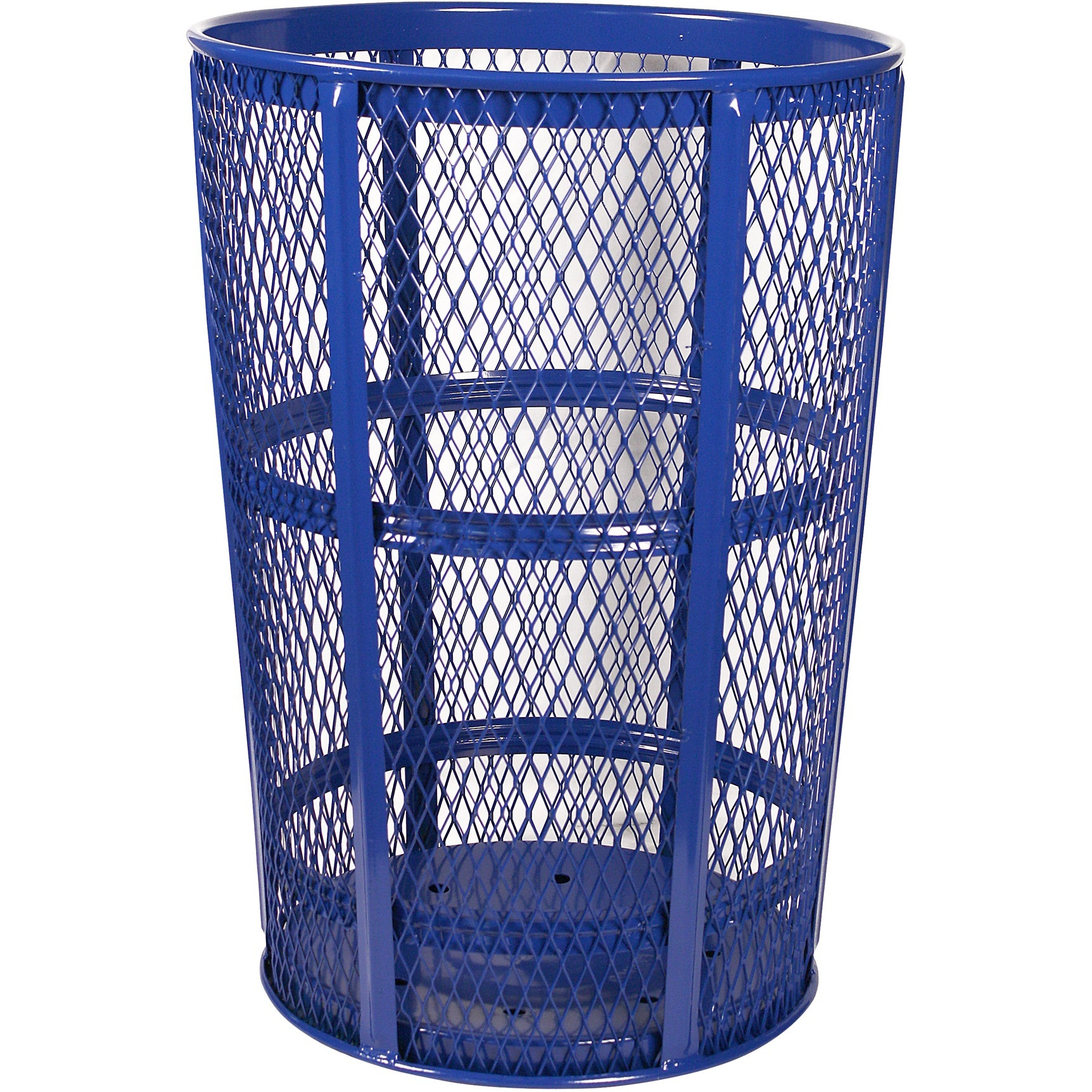 EXP-52BL-VV Ergode Expanded Metal Receptacle - Durable Outdoor Container with Vertical Ribs & See-Through Mesh Design - Powder Coated for Maximum Wear Resistance & Protection - Made from Steel