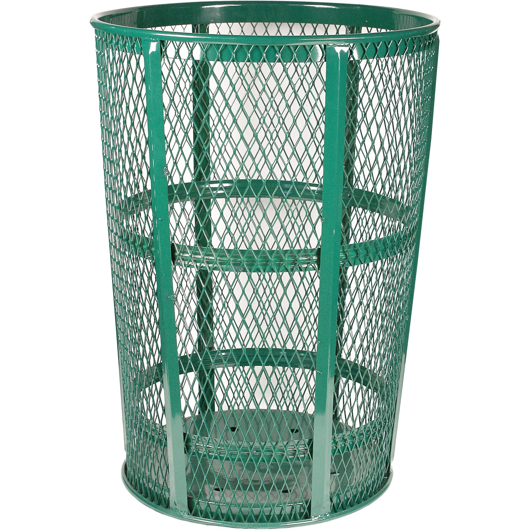 EXP-52GN-VV Ergode Expanded Metal Receptacle - Durable Outdoor Container with Vertical Ribs, See-Through Mesh Design, Powder Finish, Steel Construction
