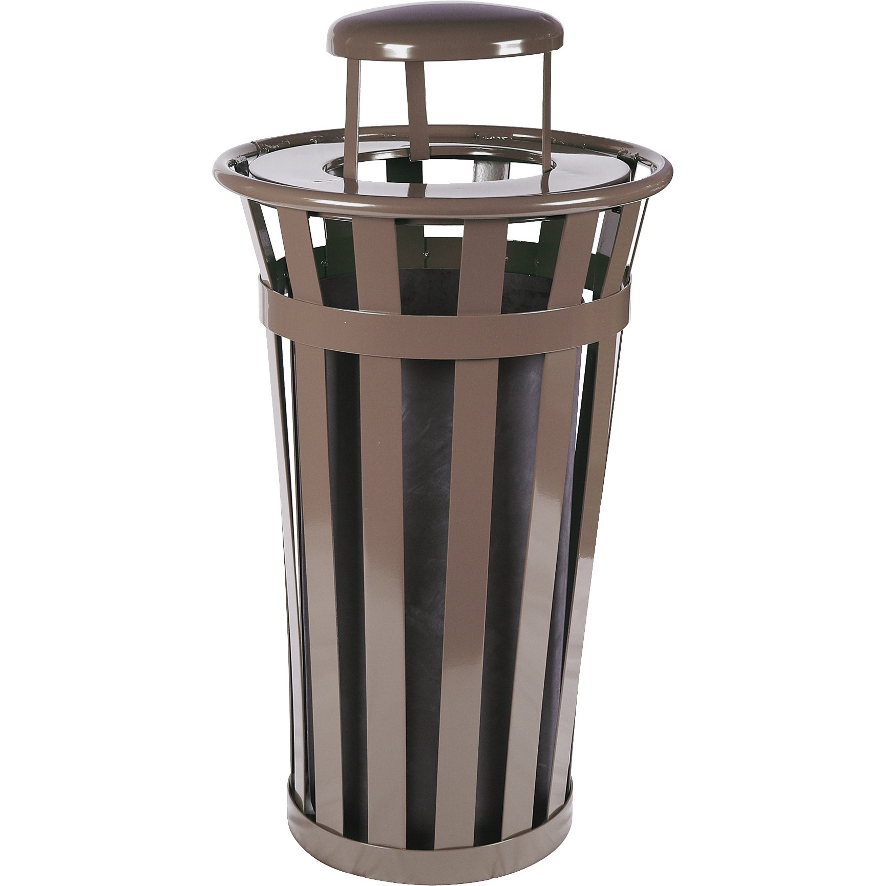 Durable Outdoor Trash Receptacle | Graffiti-Resistant | Steel Construction | Rain Cap Lid | Black Plastic Liner | Anchor Kit Included
