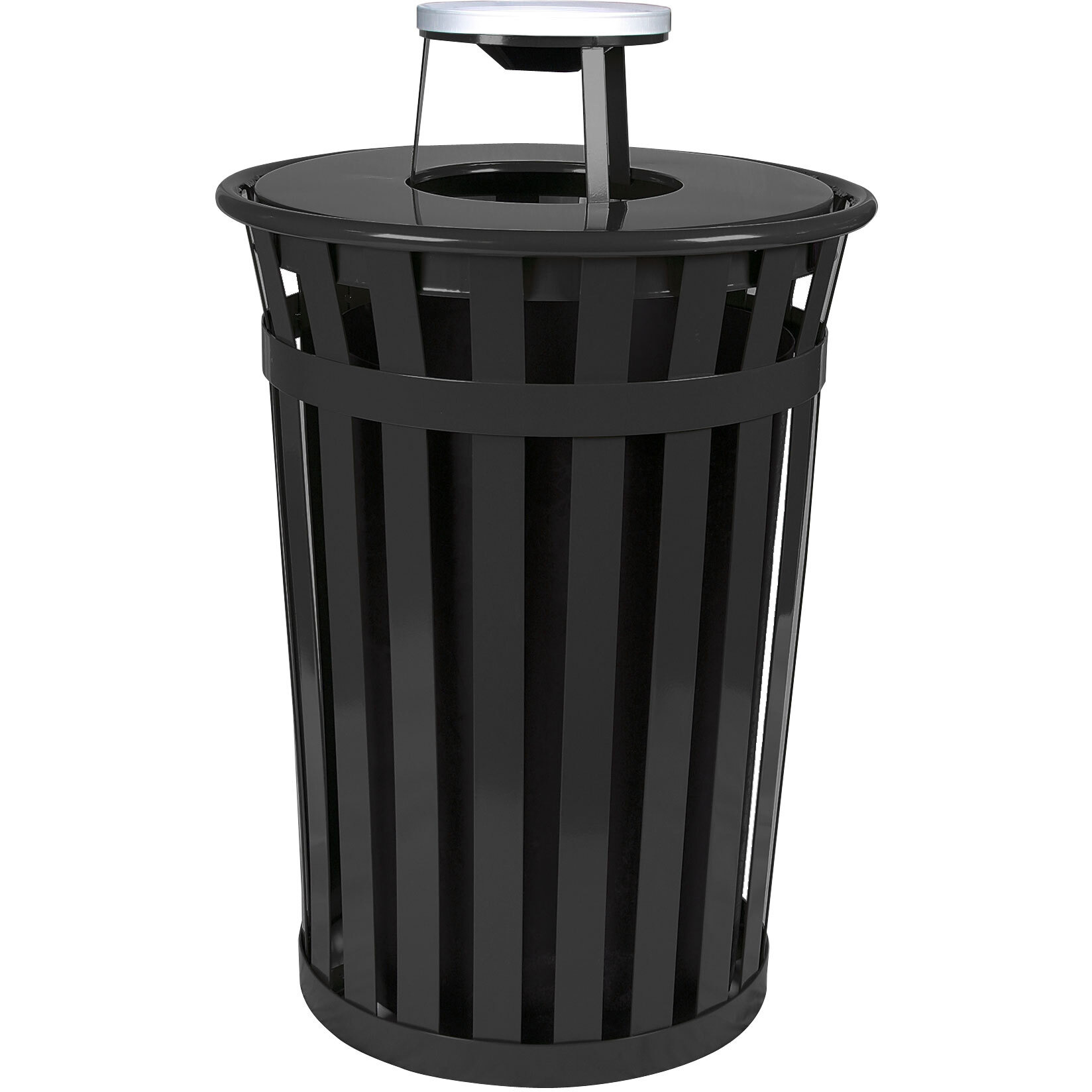 Ergode M3601-AT-BK-VV Trash Receptacle with Ash Top | Sturdy Steel Construction | Graffiti Resistant | Powder Coat Finish | Complete Kit Included