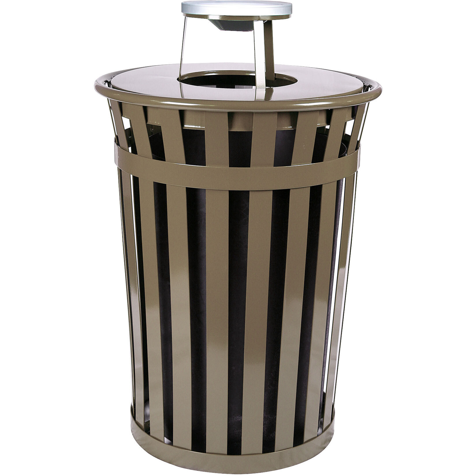 Durable M3601-AT-BN-VV Ergode Trash Receptacle with Ash Top - Outdoor Waste Disposal Solution with Steel Construction and Powder Finish