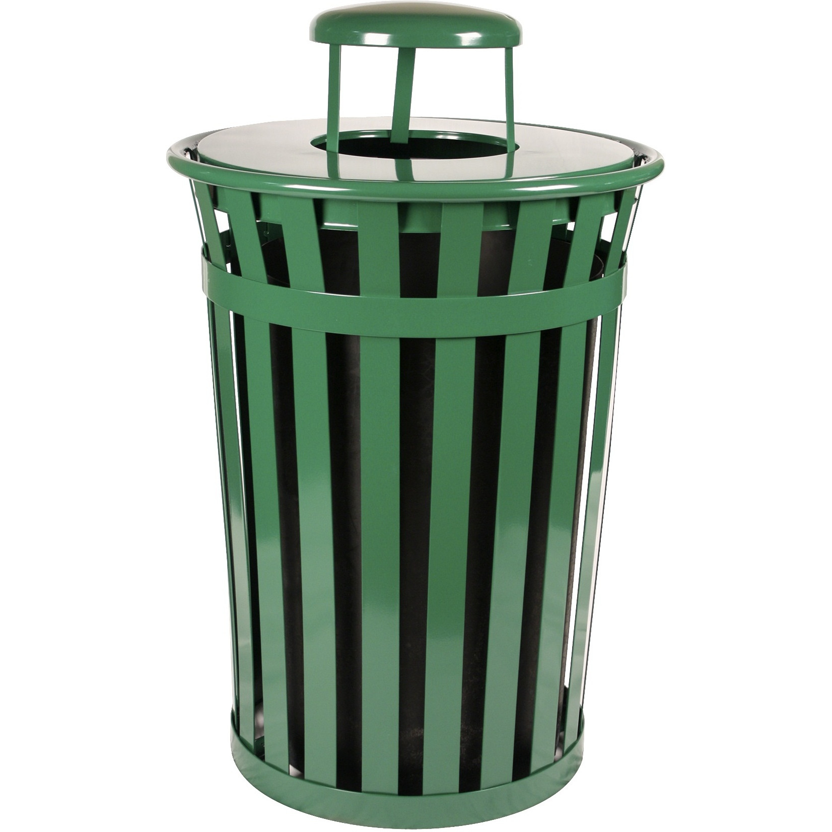 Durable M3601-RC-GN-VV Ergode Trash Receptacle | Graffiti-Resistant | Steel Construction | Rain Cap Lid | Free Accessories