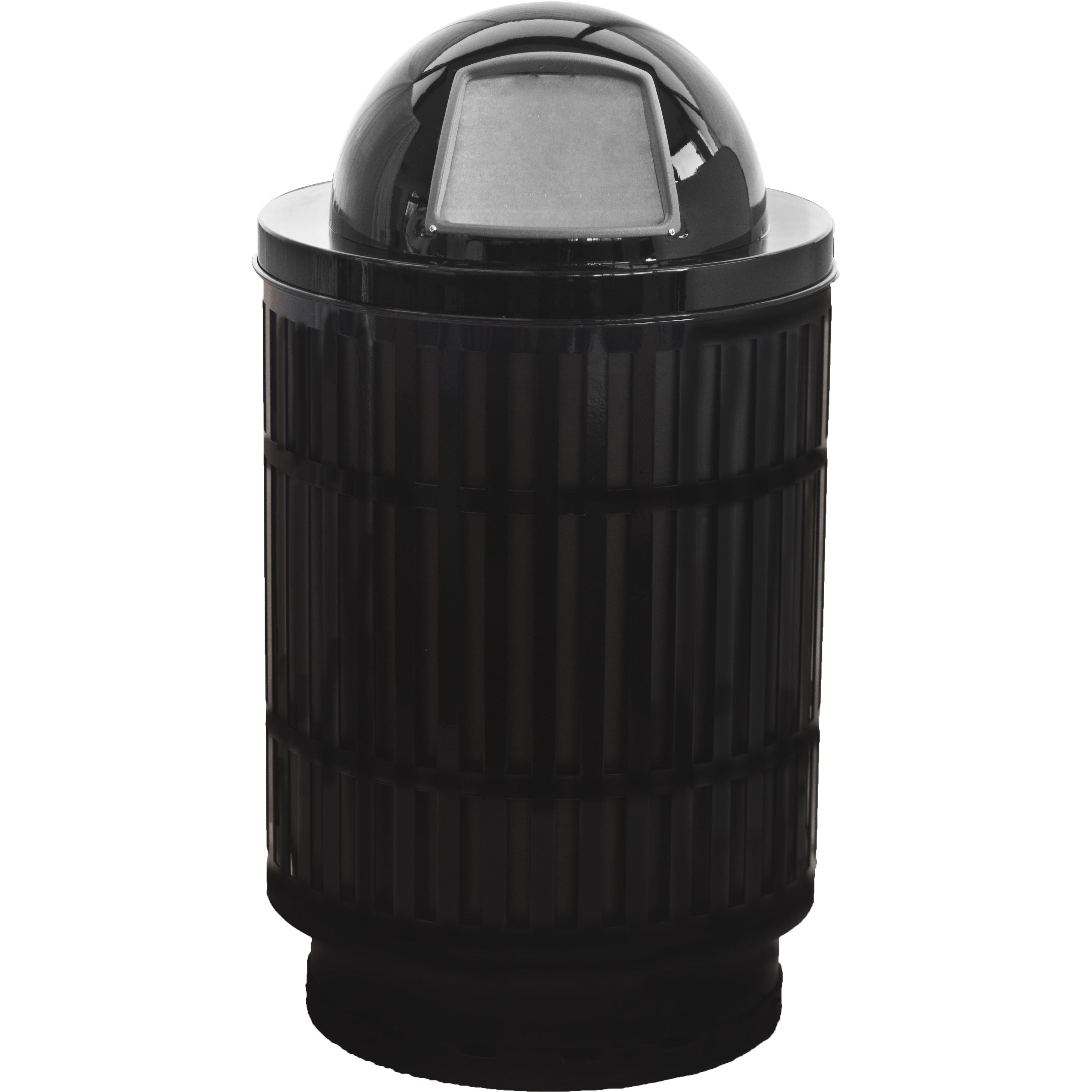 MAS40P-DT-BK-VV Ergode The Mason Decorative Waste Receptacle - Modern Laser Cut Design, Easy Servicing, Suitable for City Streets, Malls, Universities, Parks, and Offices - Heavy Gauge Galvanneal Steel, Durable TGIC Polyester Powder Coat Finish - Includes Liner, Feet, Lid Attachment, Anchor Kit