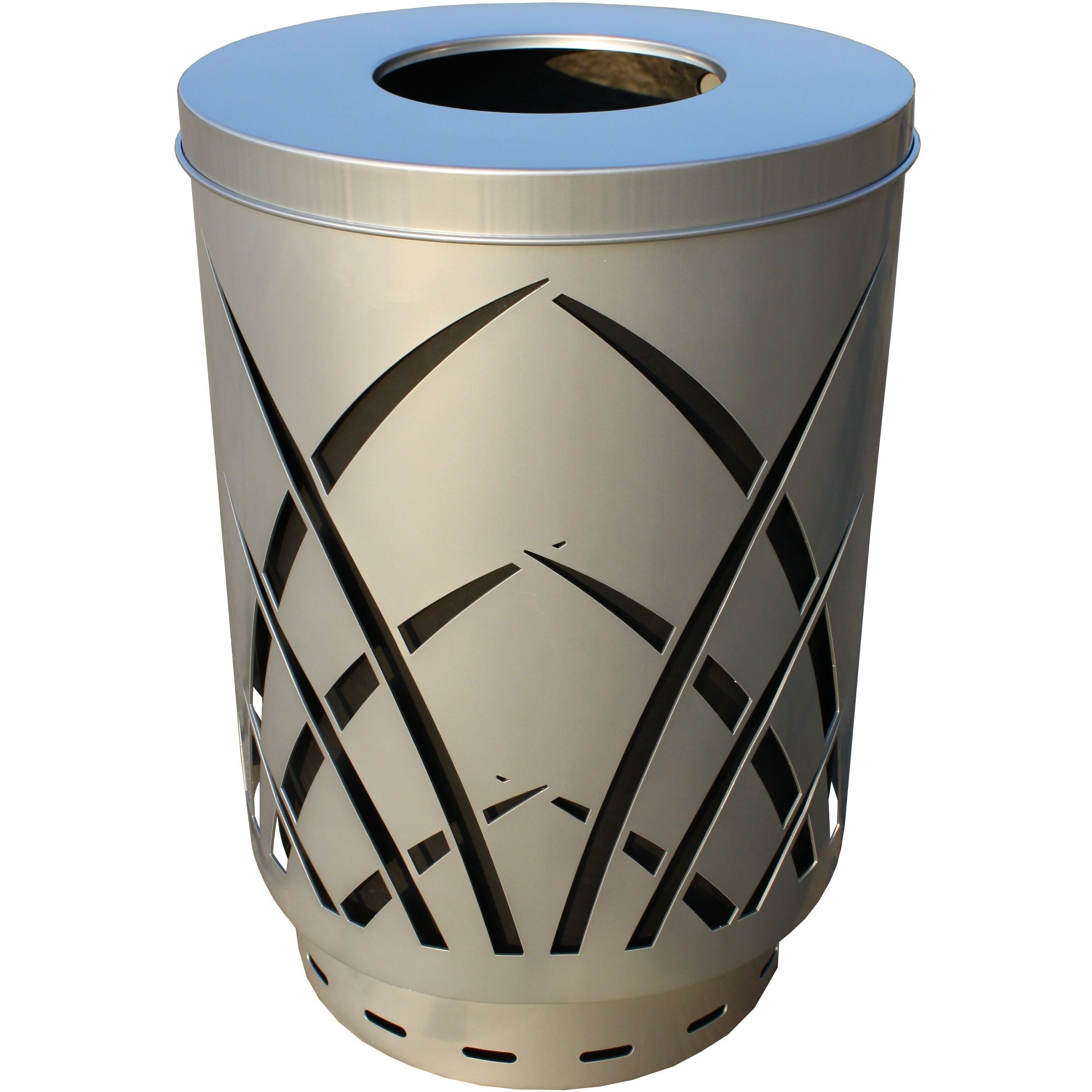 SAW40P-FT-SLV-VV Ergode Sawgrass Can - Decorative Waste Receptacle for City Streets, Malls, Parks, and Office Complexes. Durable Galvanneal Steel with Lift-Off Lid and Protective Coated Base. Includes Liner, Feet, Lid Attachment, and Anchor Kit.