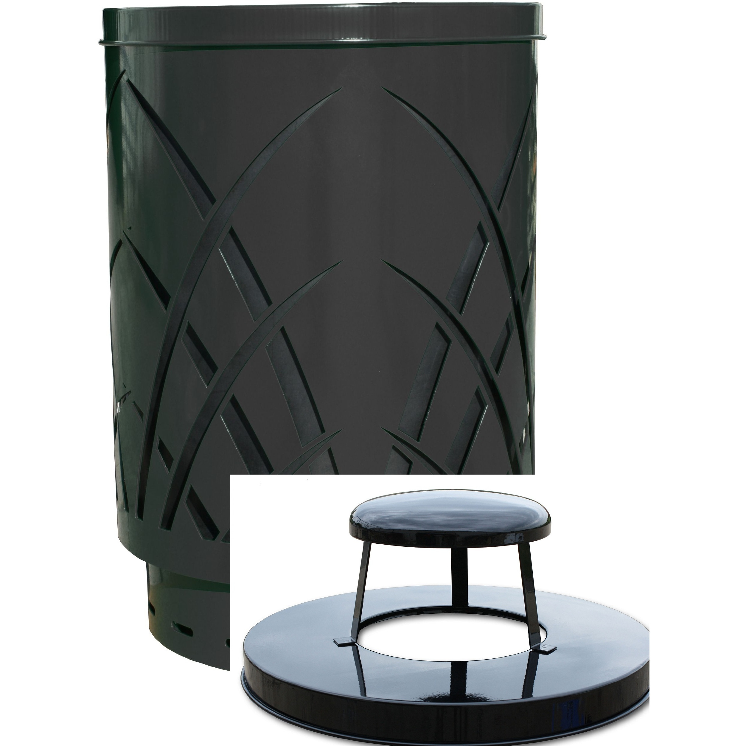 SAW40P-RC-BK-VV Ergode Sawgrass Can - Decorative Waste Receptacle for City Streets, Malls, Parks, and Office Complexes. Durable Galvanneal Steel Construction with Lift-Off Lid. Includes Liner, Feet, and Anchor Kit.