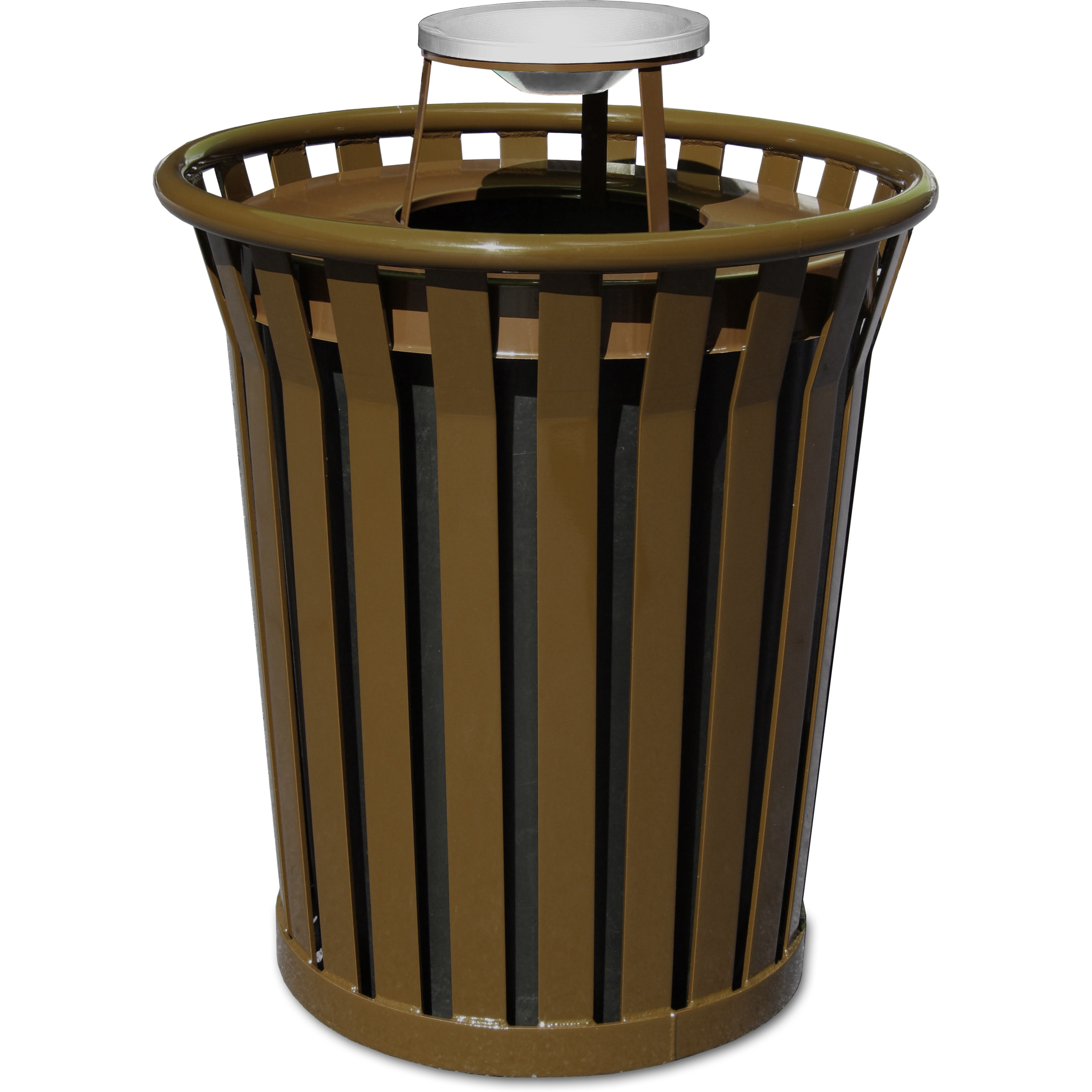 Ergode WC3600-AT-BN-VV Outdoor Trash Receptacle - Durable Steel, Ash Top, Graffiti-Proof, Leveling Feet, Anchor Kit, Lid Attachment Kit, Plastic Liner