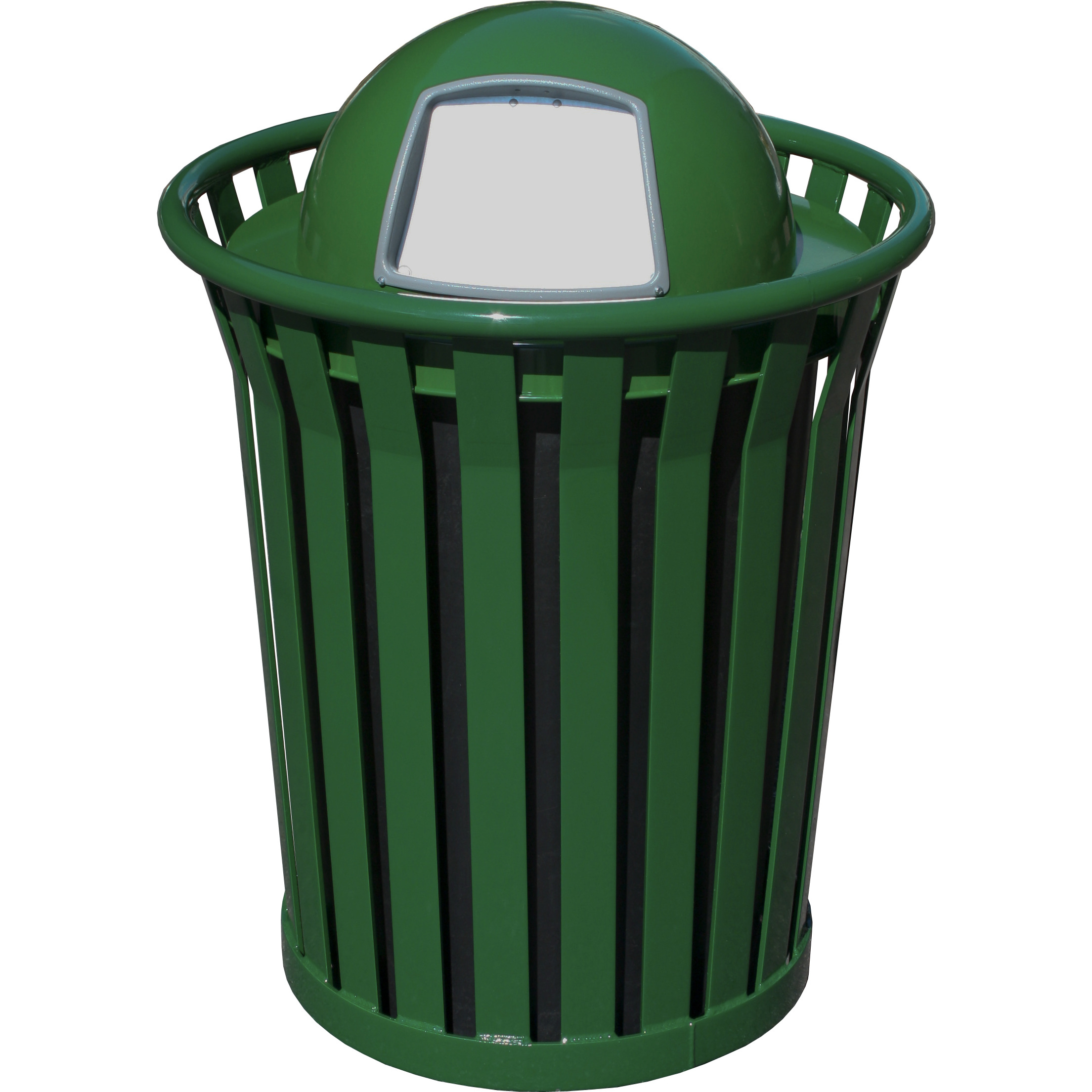 Ergode Outdoor Trash Receptacle - Durable Steel with Dome Top Lid, Graffiti-Resistant, Leveling Feet, Anchor Kit, Lid Attachment Kit, Plastic Liner
