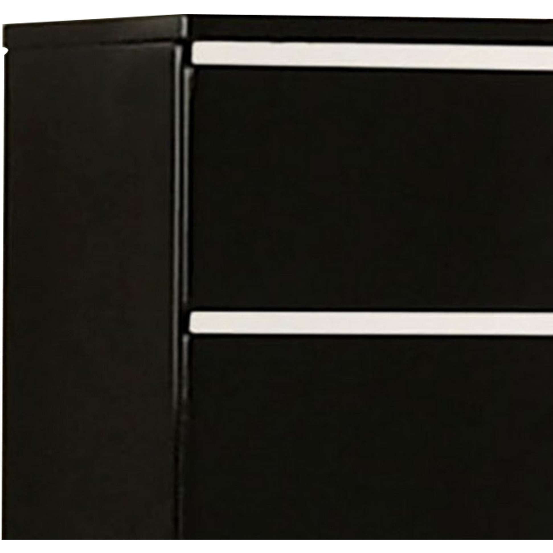 High Gloss Lacquer Coated 5 Drawer Chest with Bracket Feet,Black and Chrome