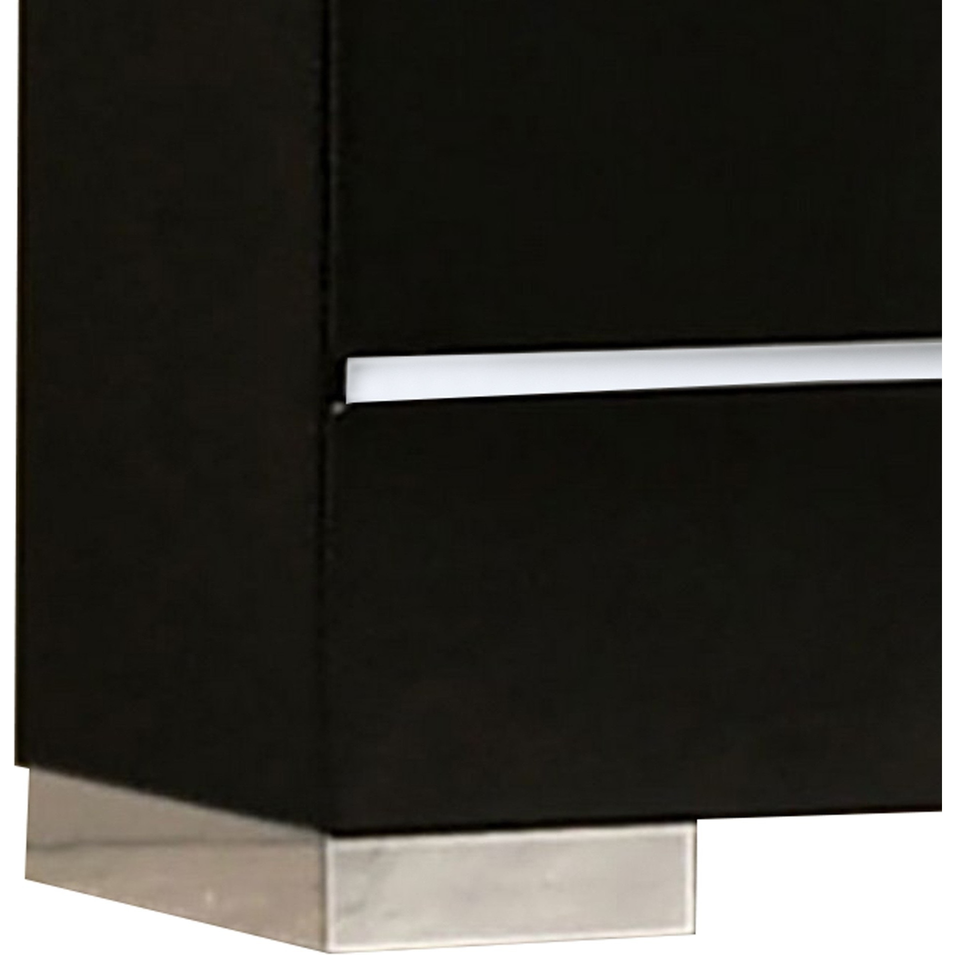 High Gloss Lacquer Coated 5 Drawer Chest with Bracket Feet,Black and Chrome