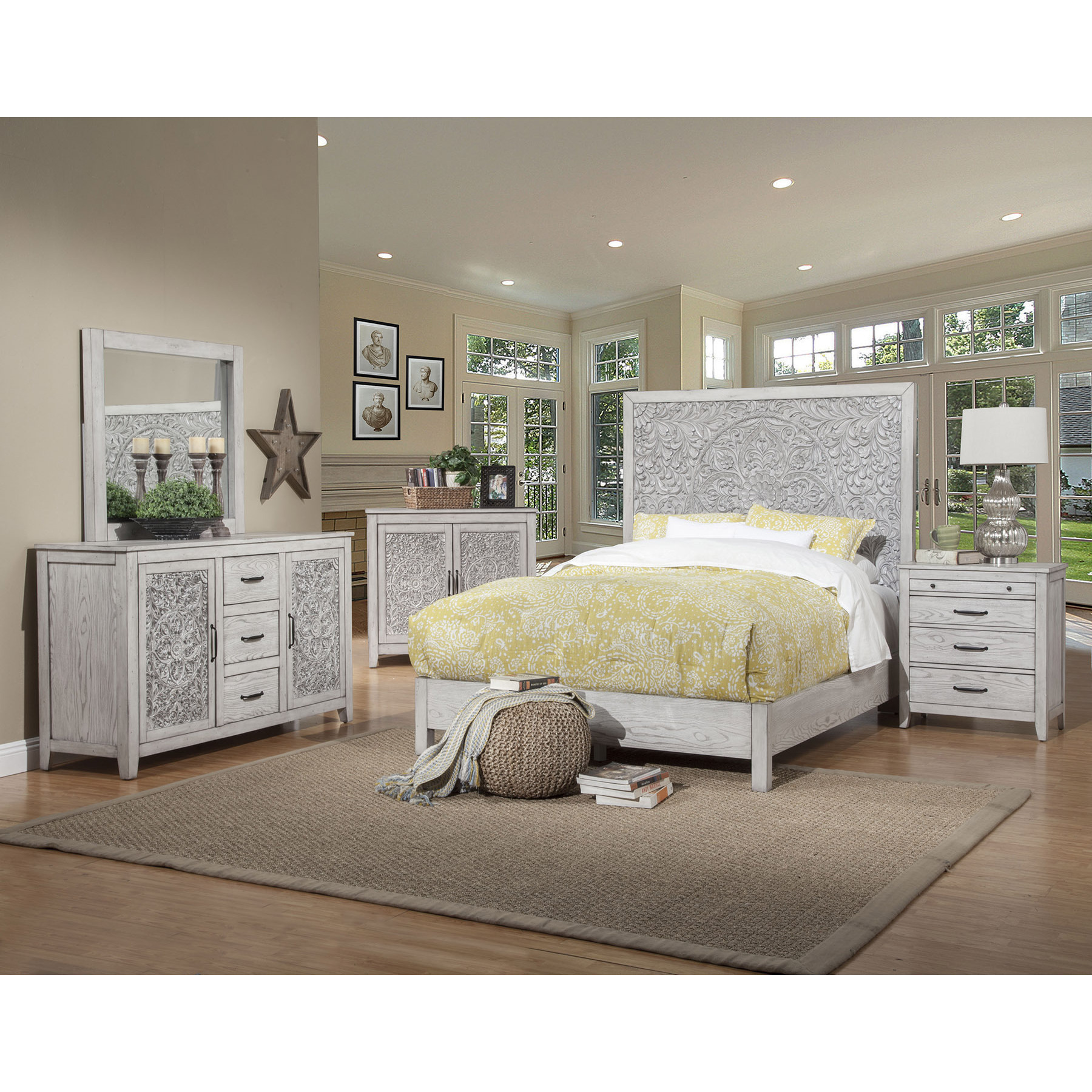 Aria Dresser with Cabinets & Drawers