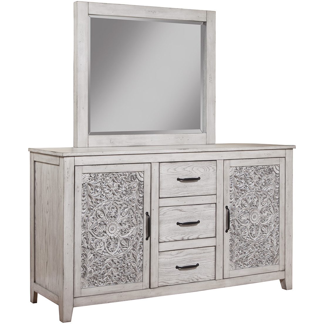 Aria Dresser with Cabinets & Drawers