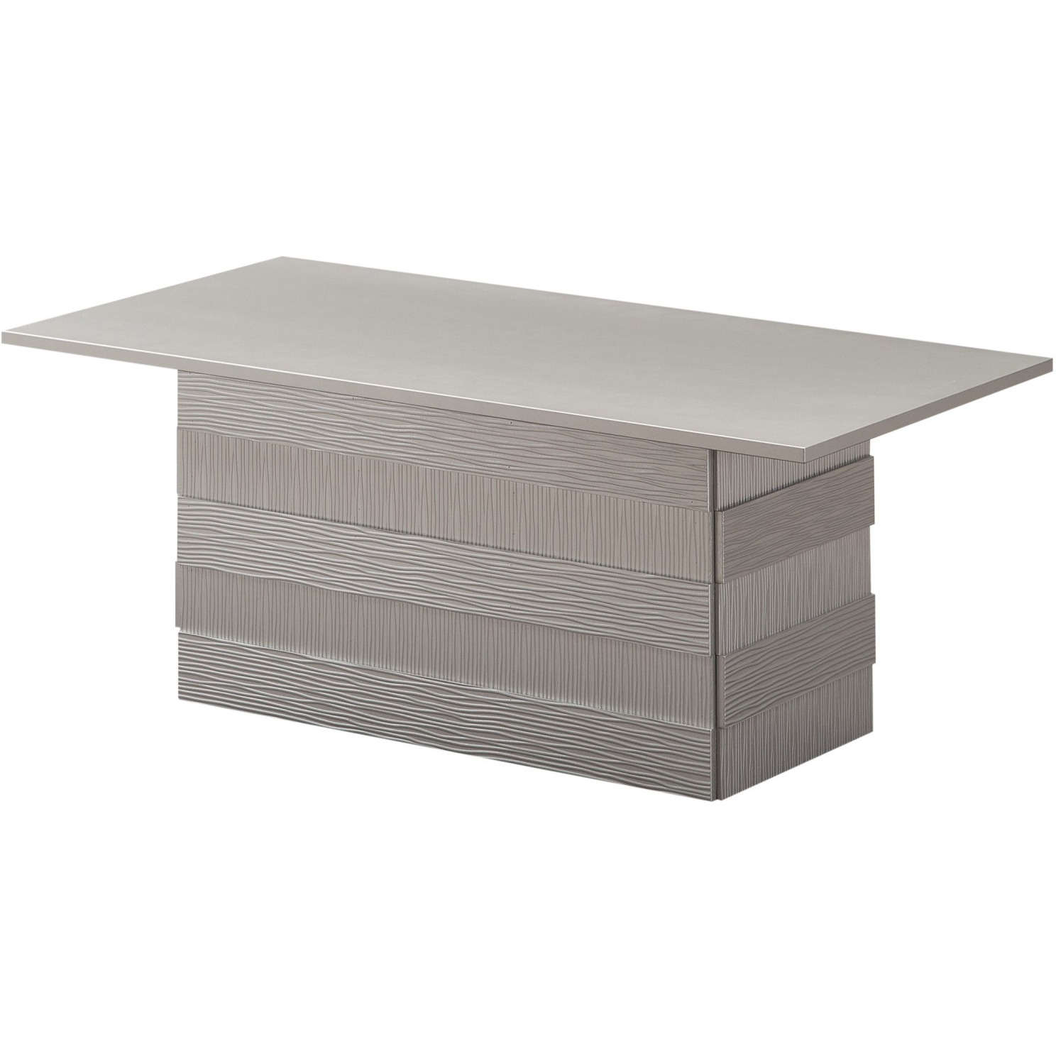 Hallett Embossed Modern Pedestal Coffee Table Set, Champagne Wood