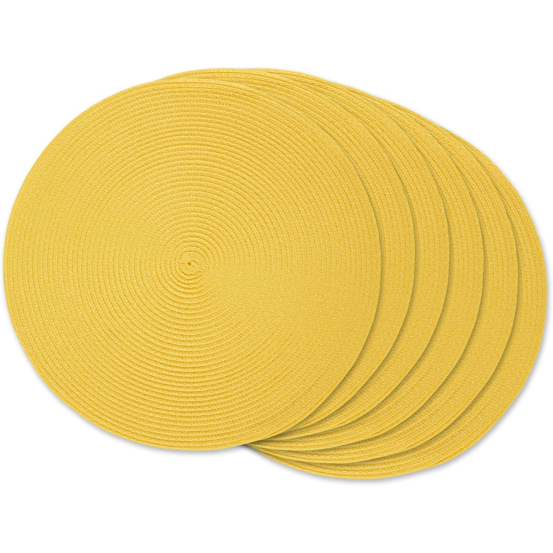 DII Yellow Round Polypropylene Woven Placemat (Set of 6)