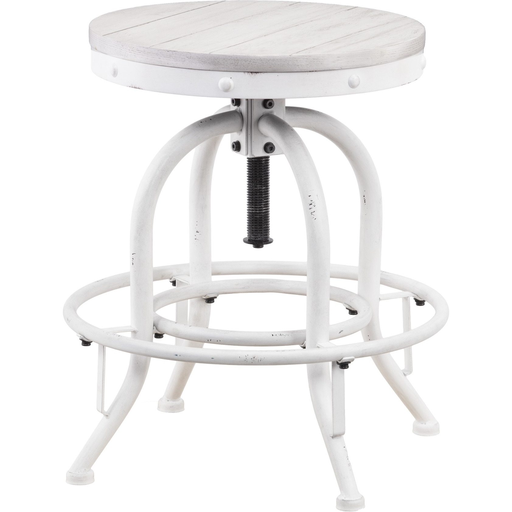 Industrial Adjustable Height Swiveling Stool - White