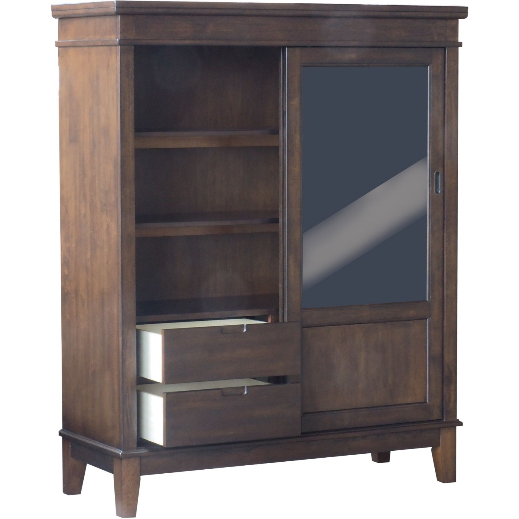 Mindy Cherry Wood Contemporary Curio China Display Cabinet with Storage Shelves
