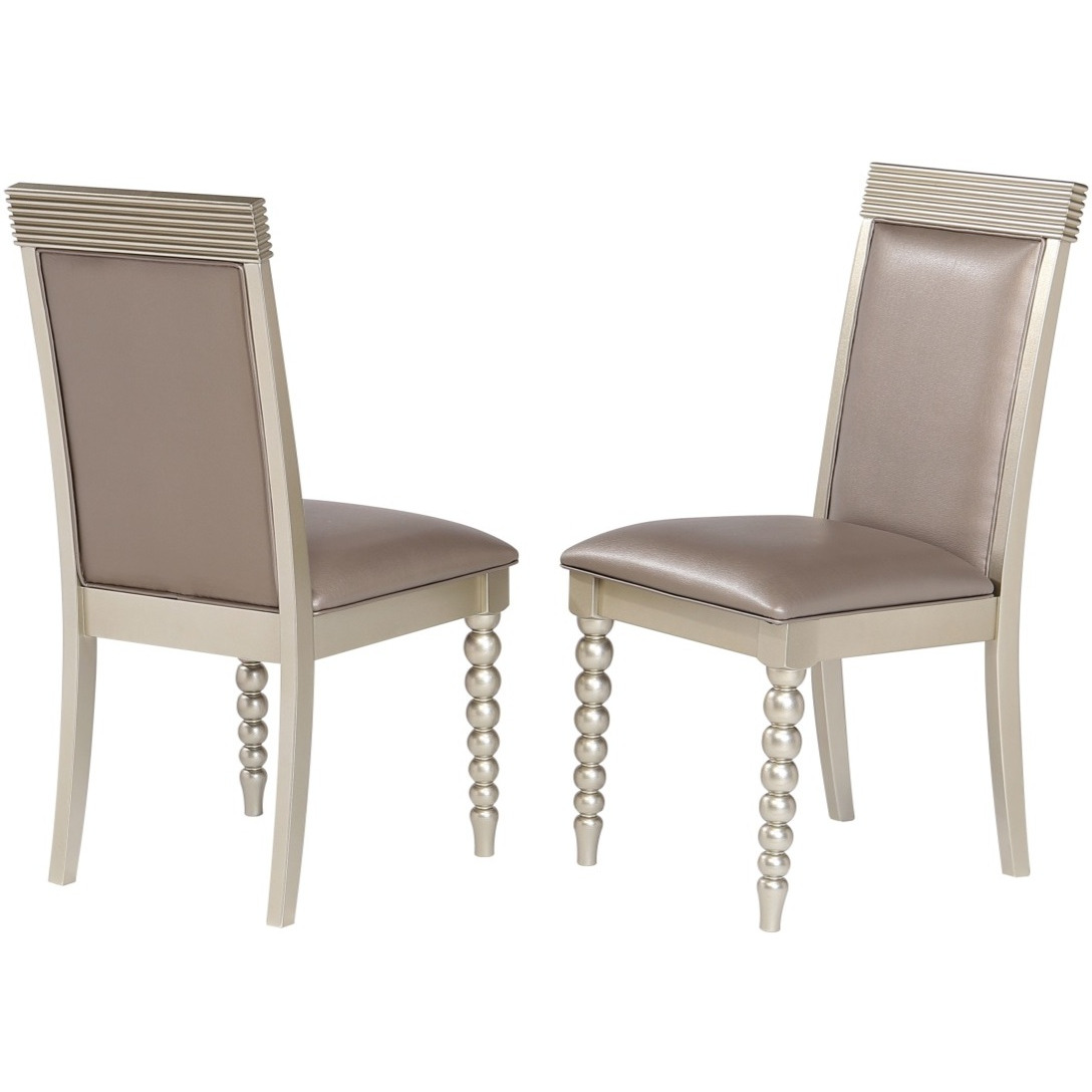 Zaria Upholstered Dining Side Chairs, Champagne Wood (Set of Two)