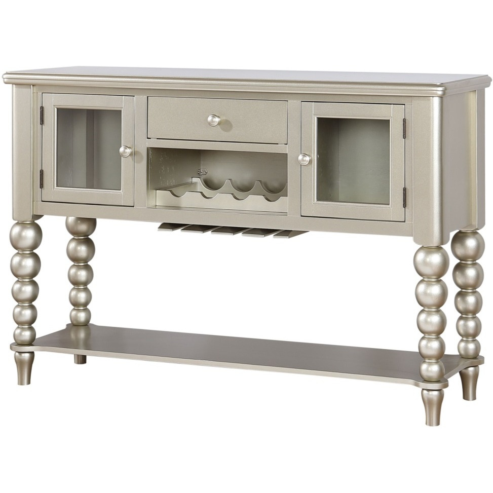 Zaria Champagne Wood Buffet Server with Wine & Stemware Storage