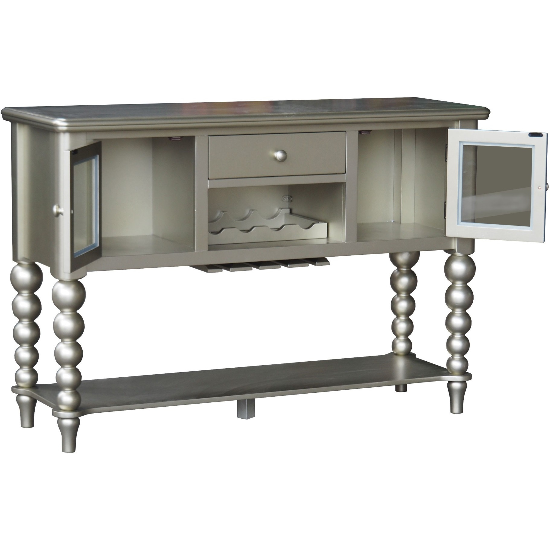 Zaria Champagne Wood Buffet Server with Wine & Stemware Storage