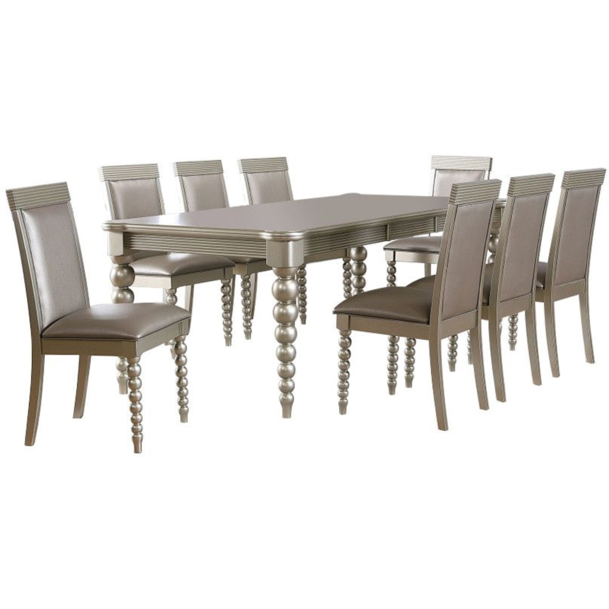 Zaria Champagne Wood 9 Piece Extendable Dining Set (Table, 8 Chairs)