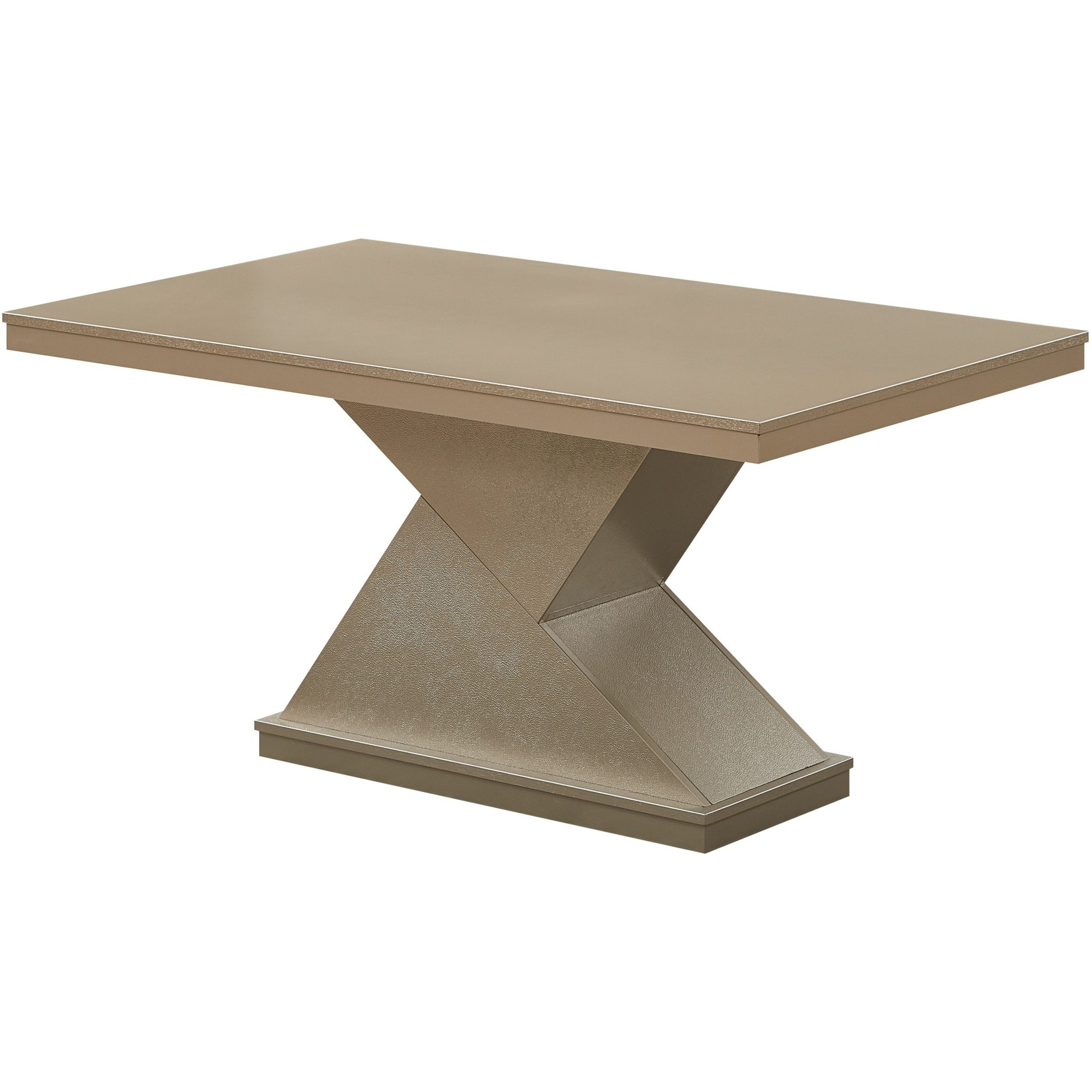 Legault 6 Piece Pedestal Dining Set, White Vinyl & Gold Wood (Table, 4 Chairs, Bench)