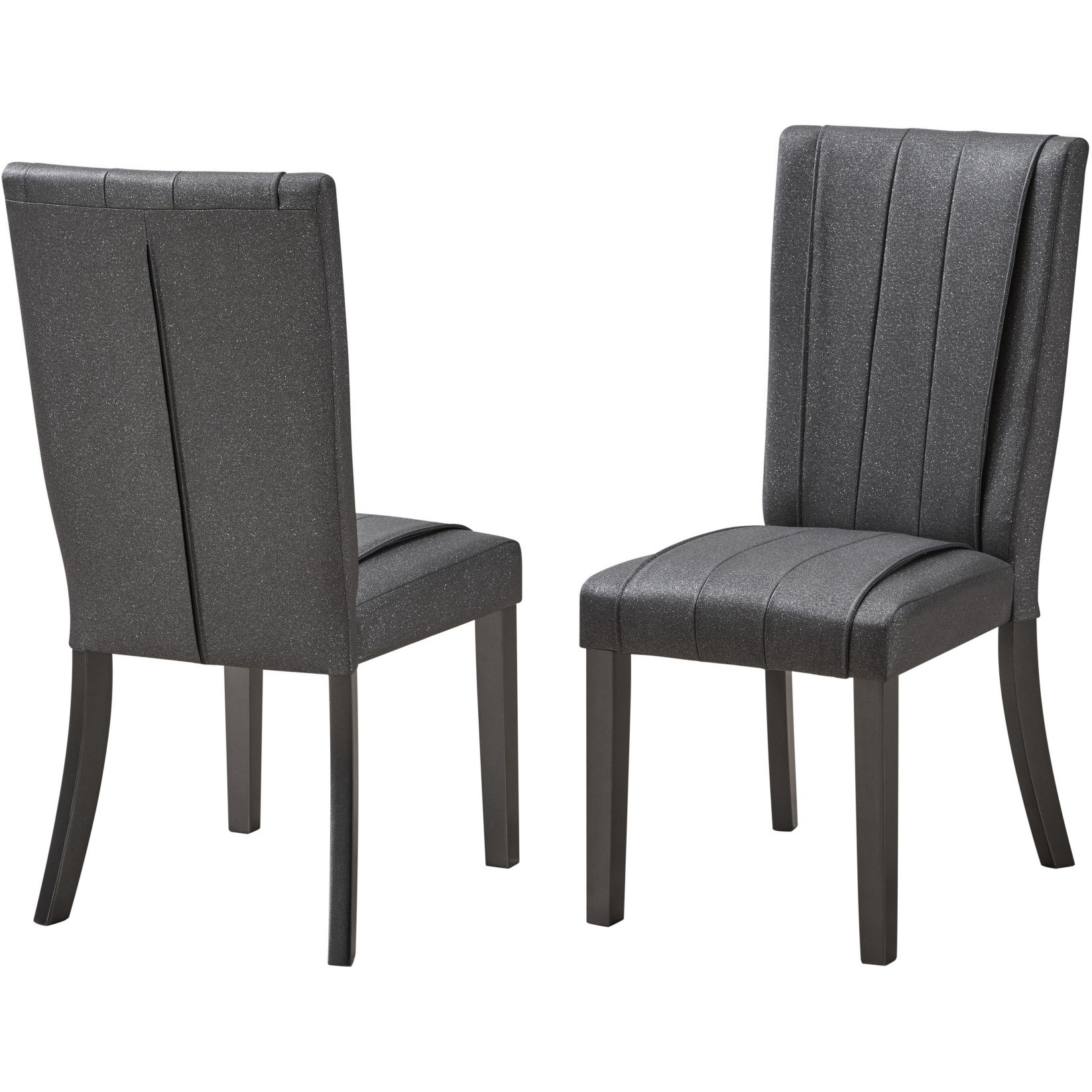 Voight Upholstered Dining Side Chairs, Gray Vinyl & Wood (Set of 2)