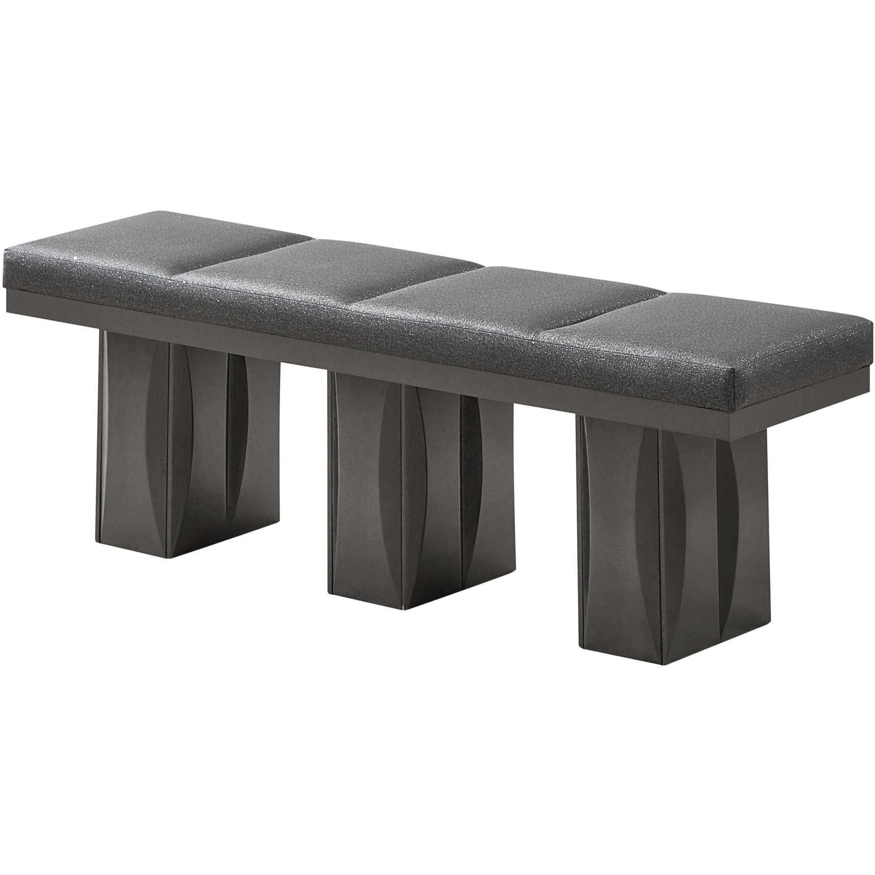 Voight Modern Upholstered Dining Bench, Gray Vinyl & Wood