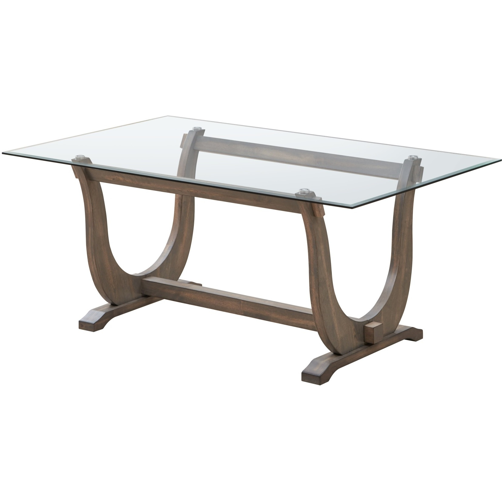 Benoit 7 Piece Glasstop Dining Set, Dark Brown Fabric & Gray Wood (Trestle Table & 6 High-Back Tufted Chairs)