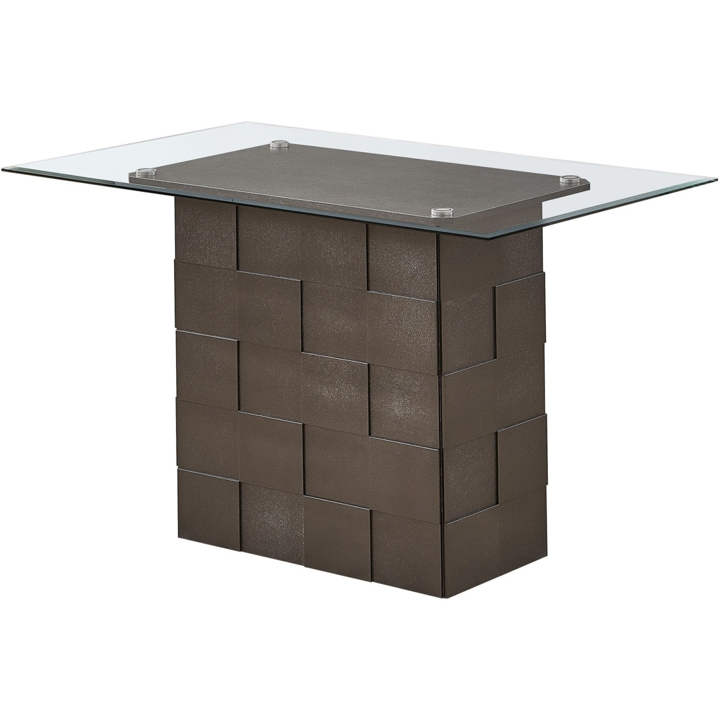 Caputo 59" Rectangle Counter Height Dining Table, Gray Wood & Tempered Glass