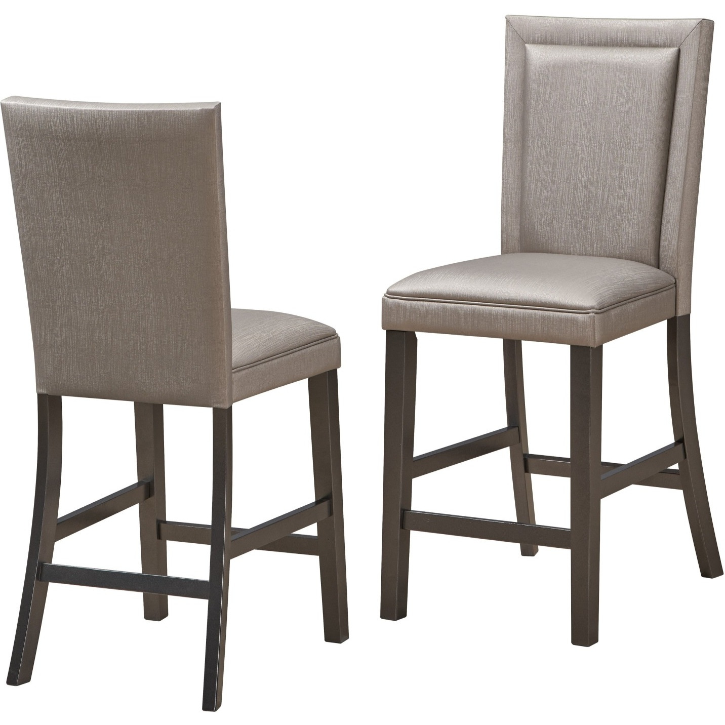 Caputo Counter Height Dining Side Chairs, Gray Vinyl & Wood (Set of 2)