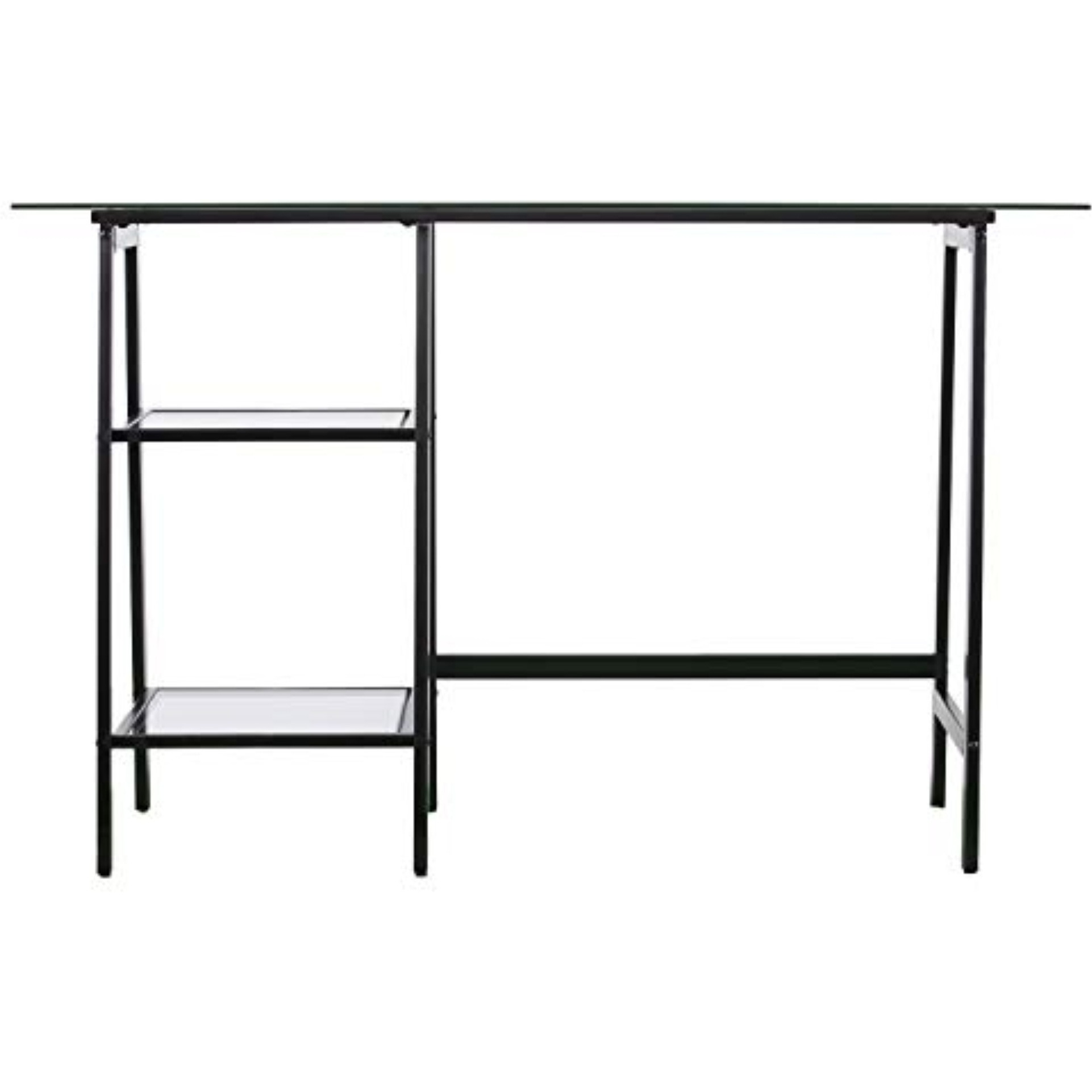 Avery Metal/Glass Sawhorse/A-Frame Writing Desk - Black