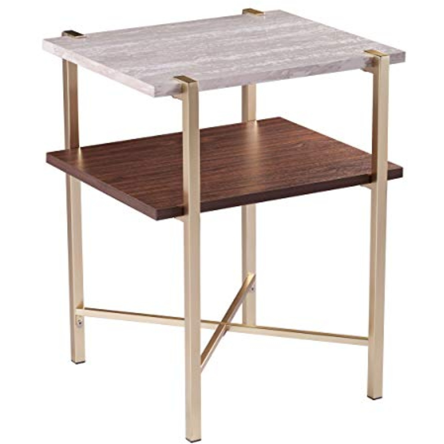 Ardmillan Square Faux Marble End Table w/ Storage