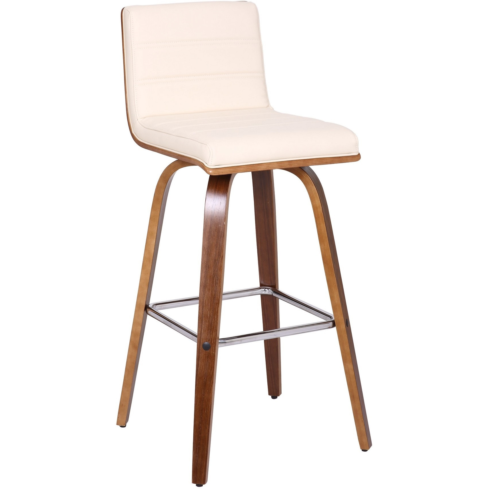 Leatherette Sloped Seat Barstool with Angled Legs, Cream