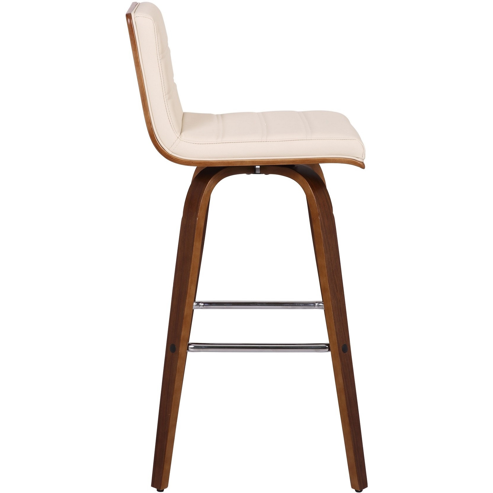 Leatherette Sloped Seat Barstool with Angled Legs, Cream