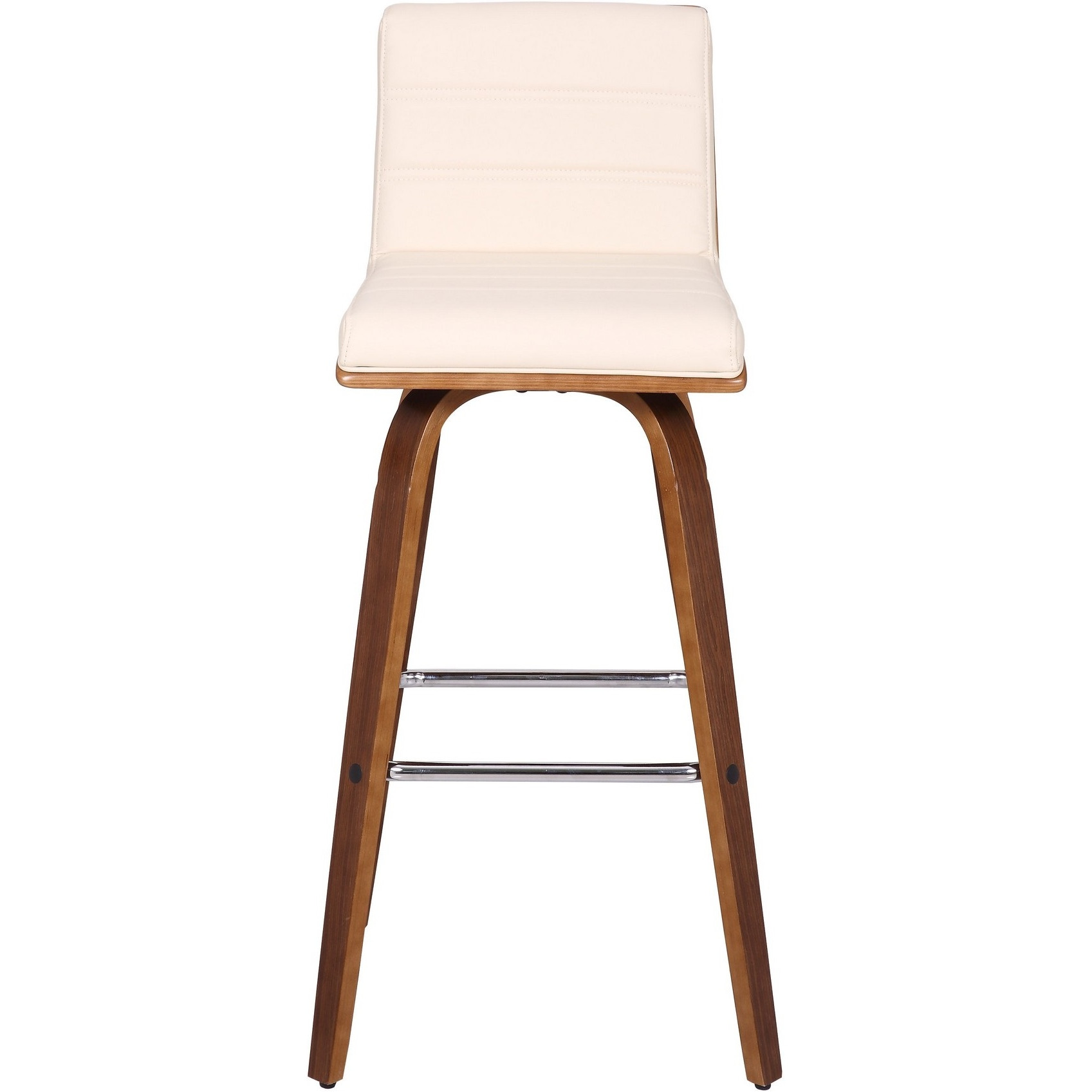 Leatherette Sloped Seat Barstool with Angled Legs, Cream