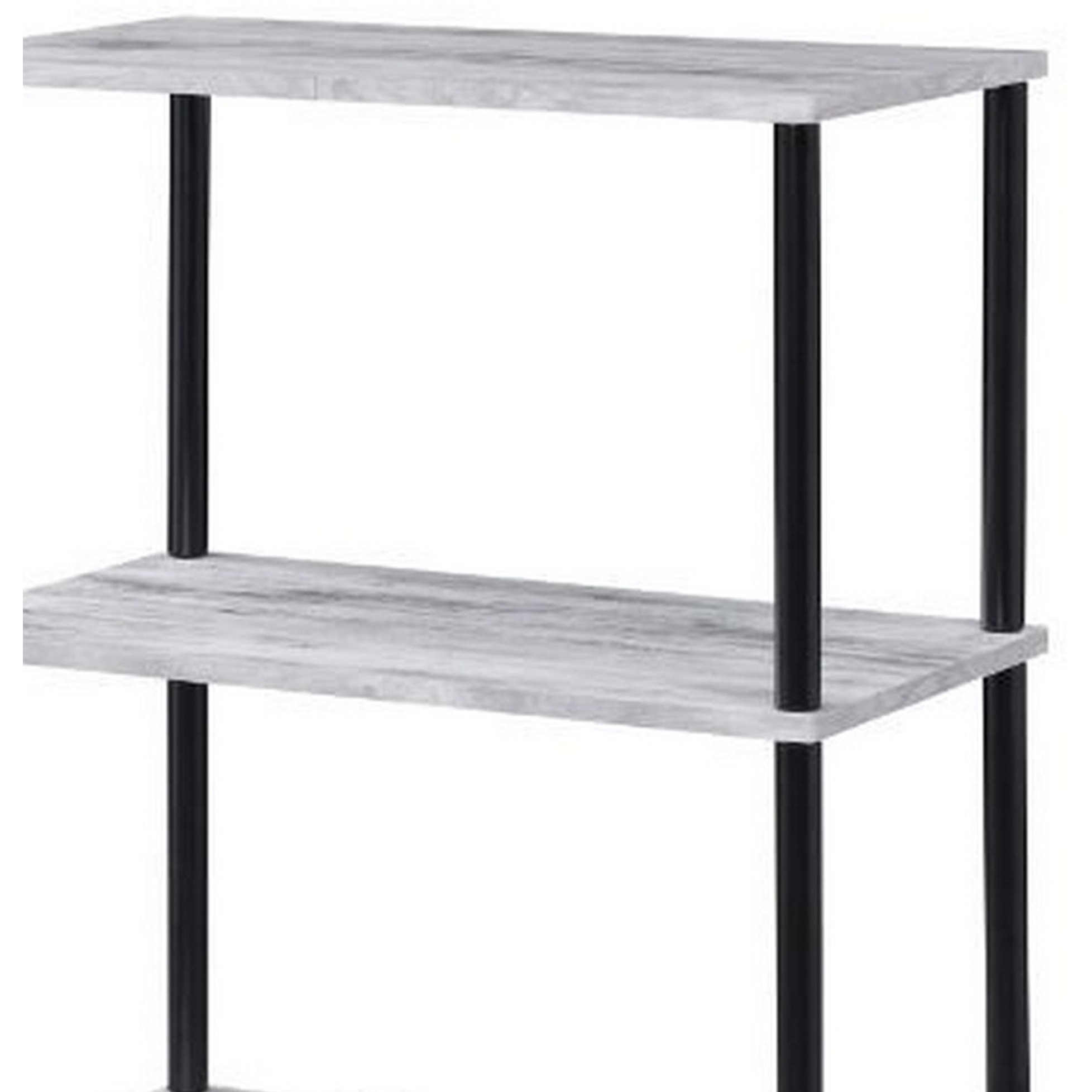 4 Tier Design Bookshelf with Metal Tubular Legs, Antique White