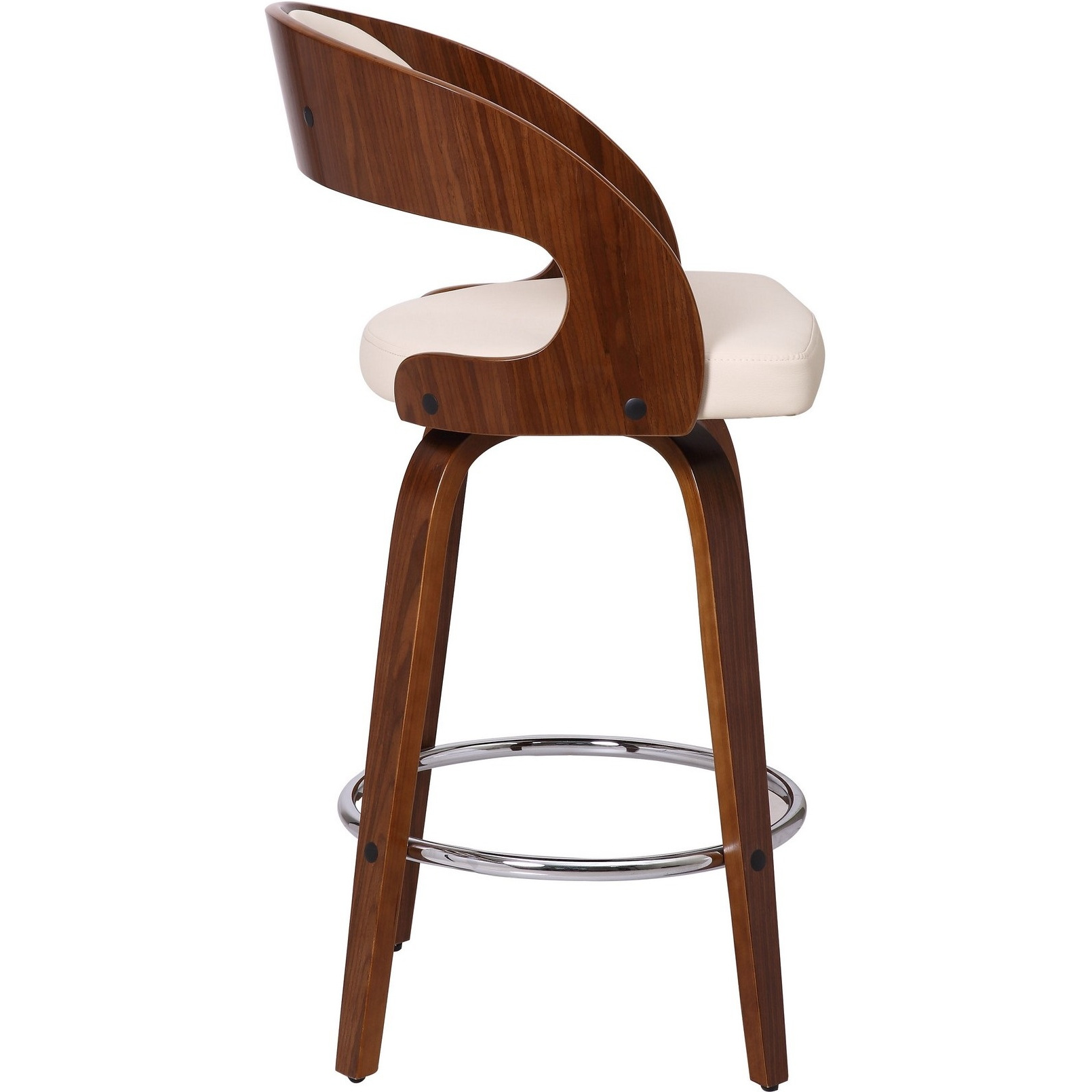 Mid Century Curved Back Swivel Counter Barstool, Cream