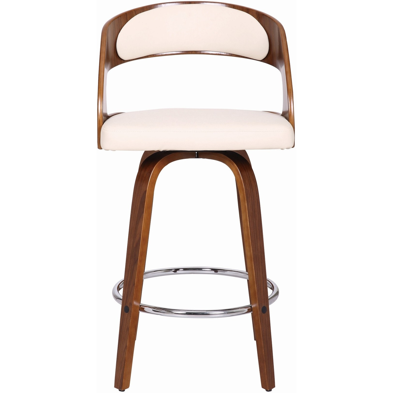 Mid Century Curved Back Swivel Counter Barstool, Cream
