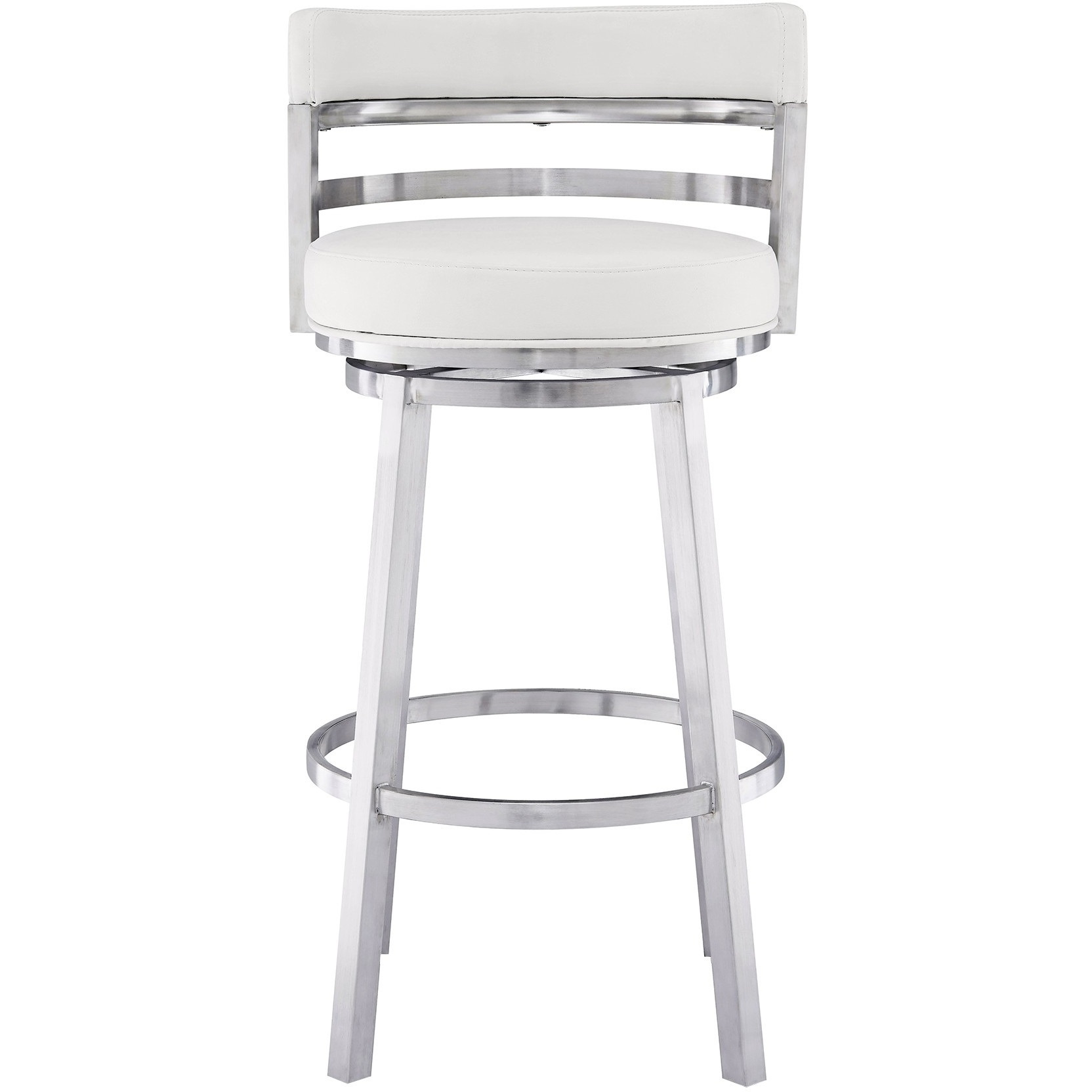Leatherette Curved Back Counter Barstool with Swivel Mechanism, White