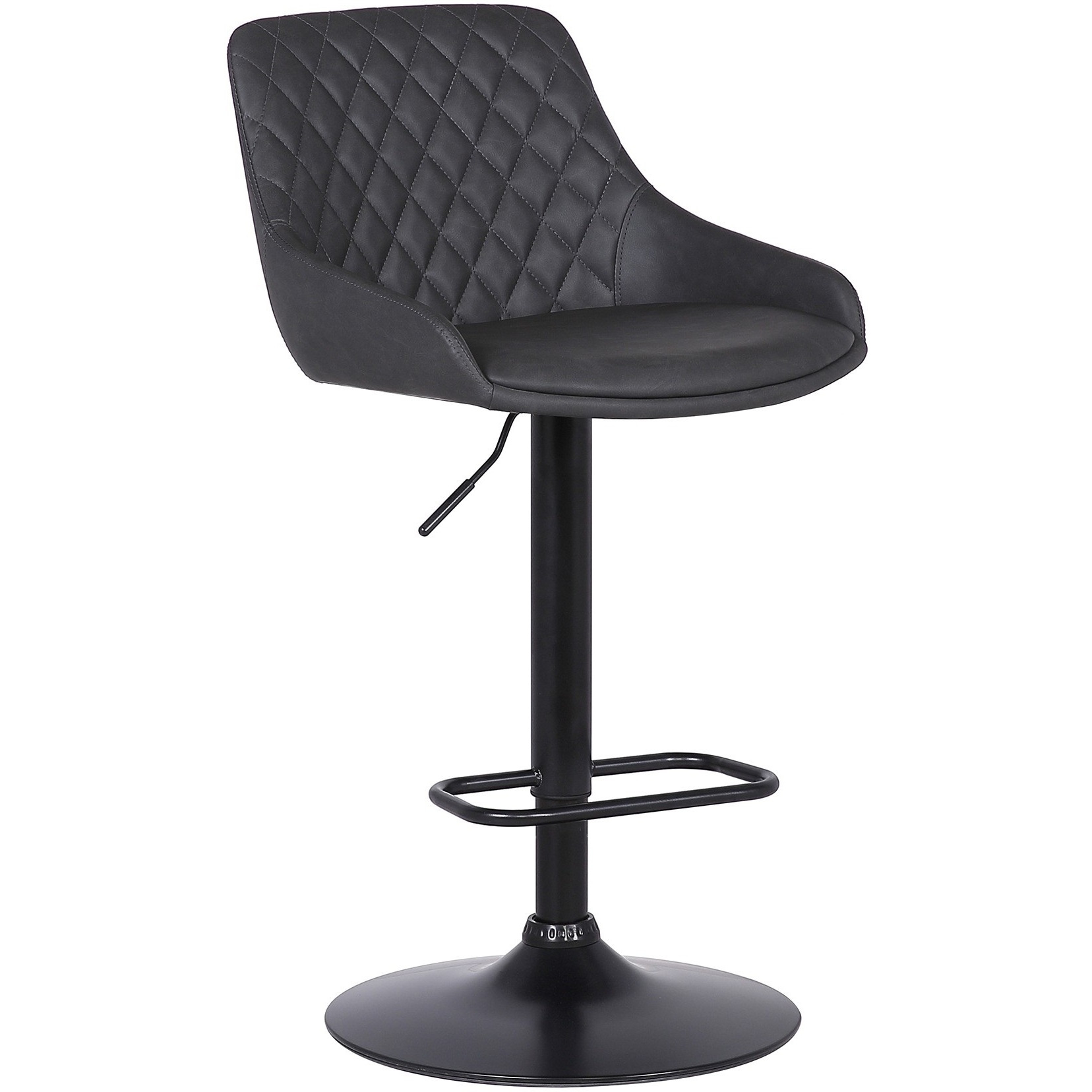 Metal and Leatherette Bar Stool with Adjustable Height, Black