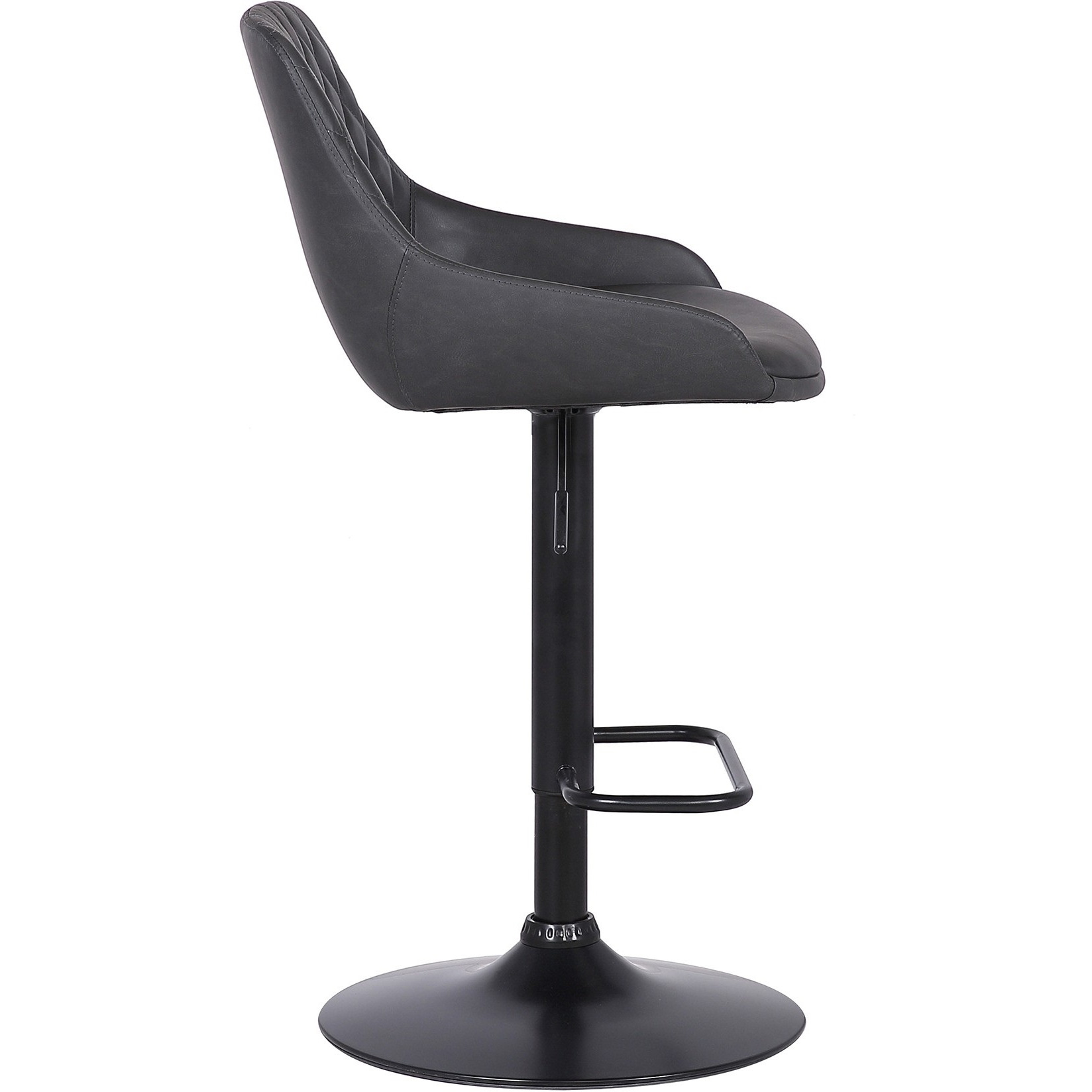 Metal and Leatherette Bar Stool with Adjustable Height, Black