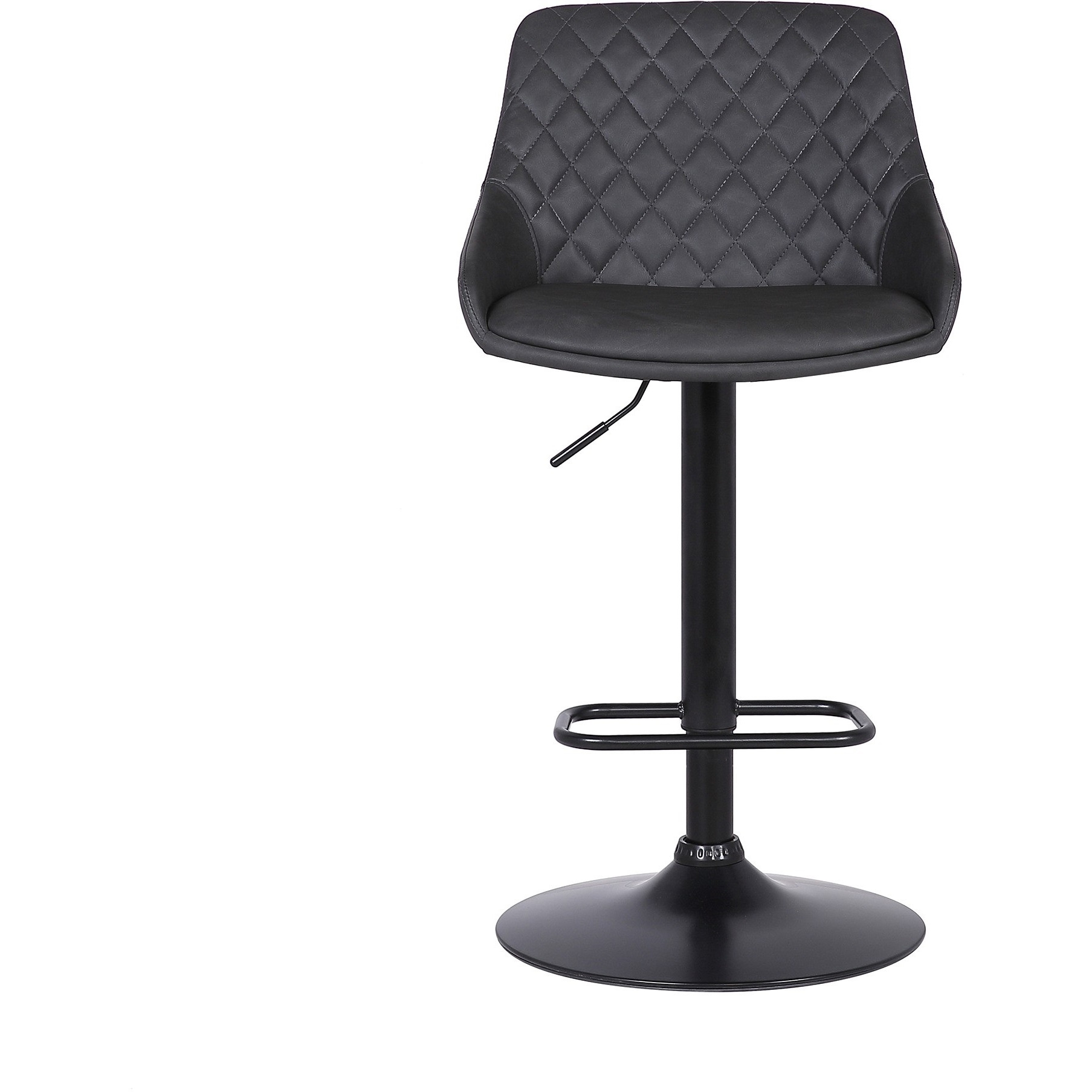 Metal and Leatherette Bar Stool with Adjustable Height, Black