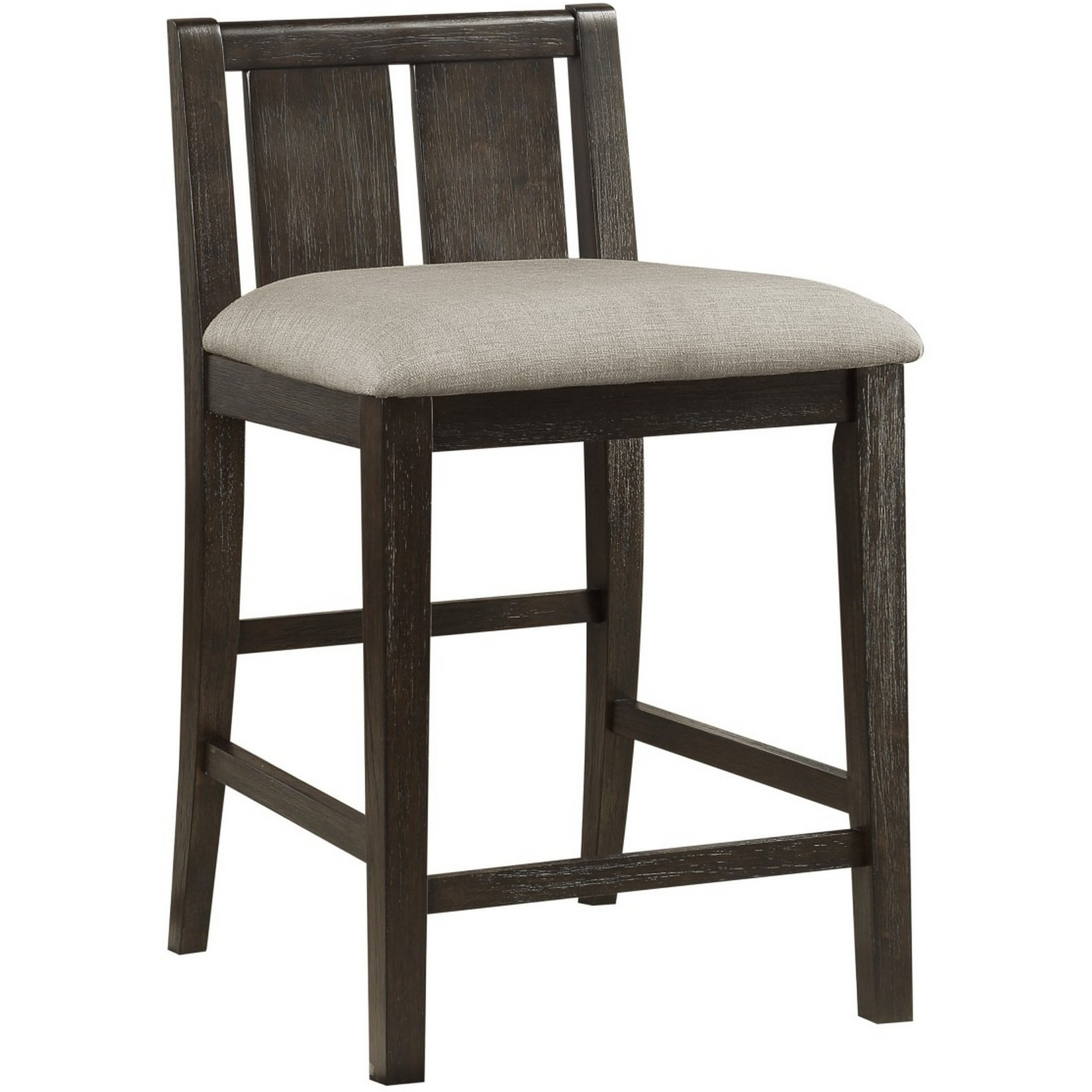Wooden 3 Piece Counter Set with USB Plugin and Panel Back Chair, Brown