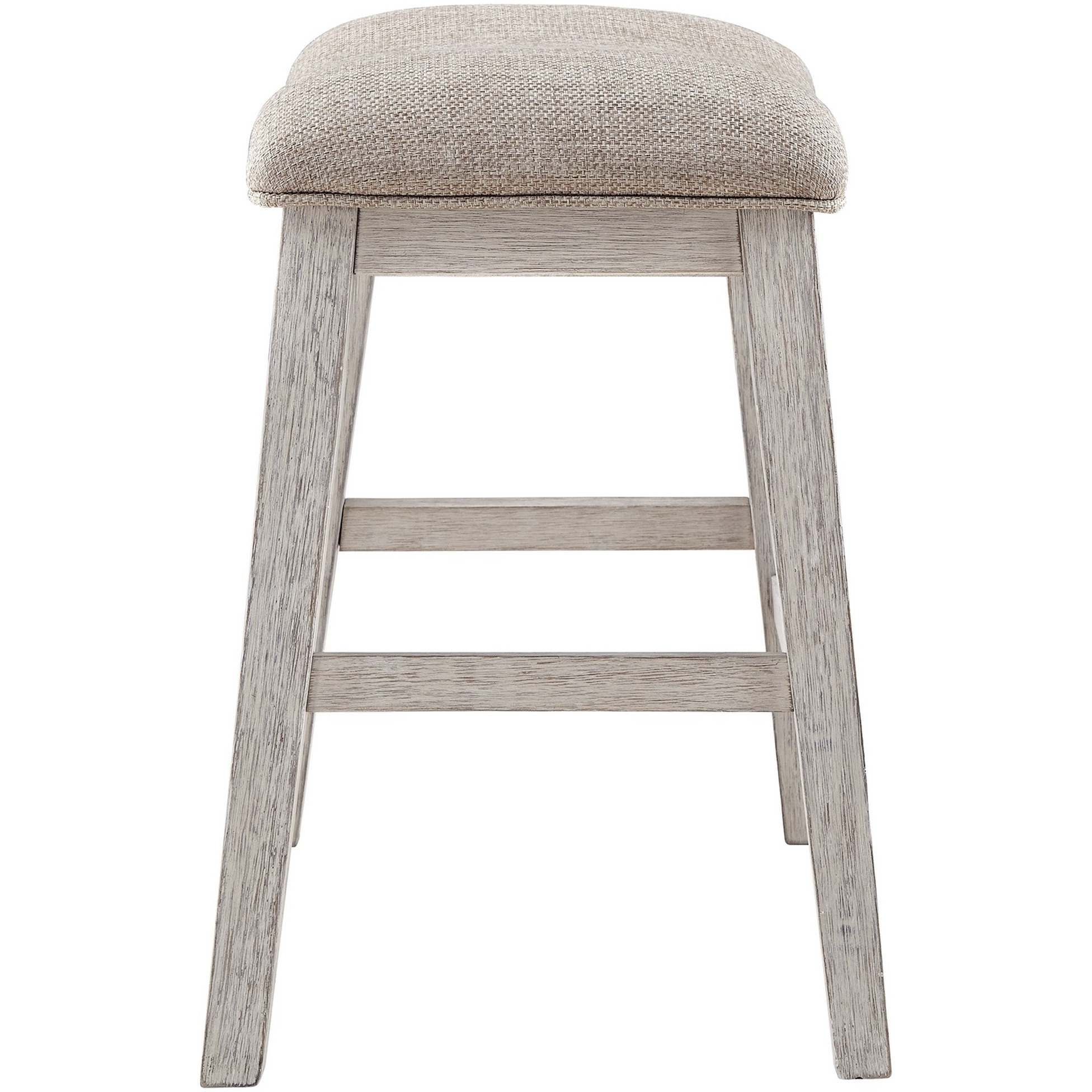 Fabric Upholstered Stool with Angled Legs, Set of 2, Beige