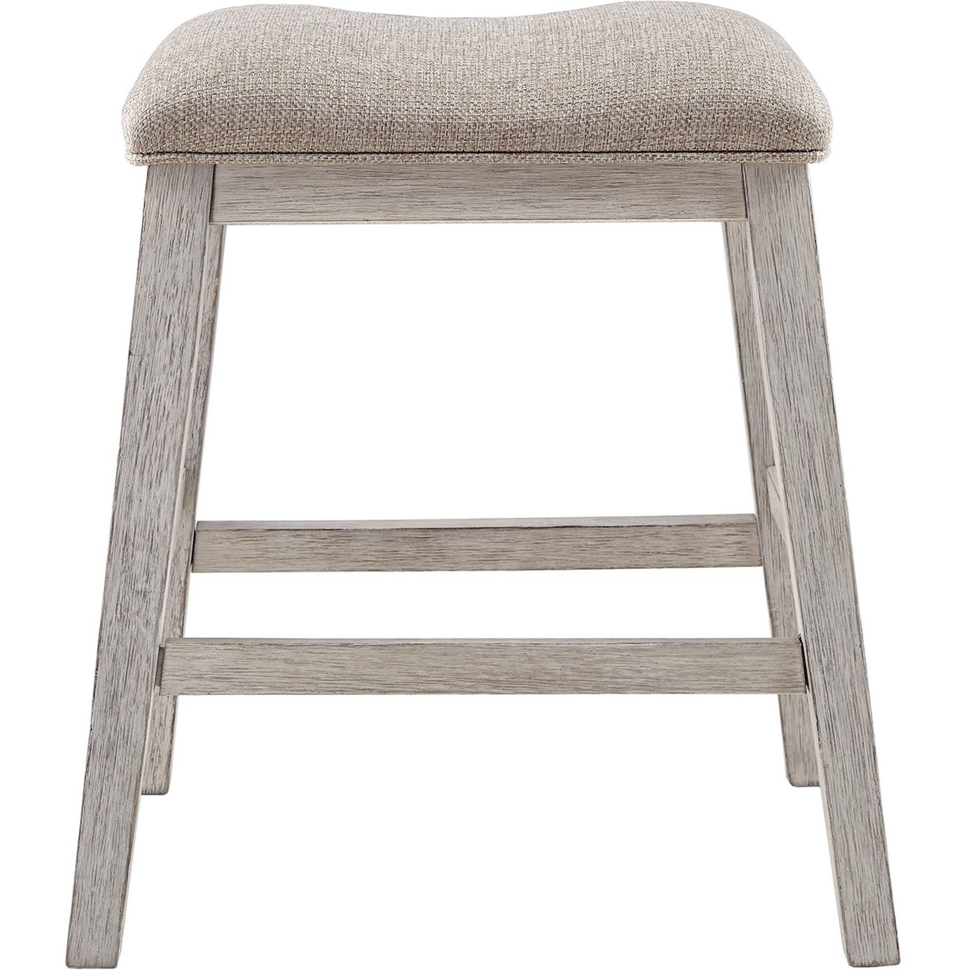 Fabric Upholstered Stool with Angled Legs, Set of 2, Beige