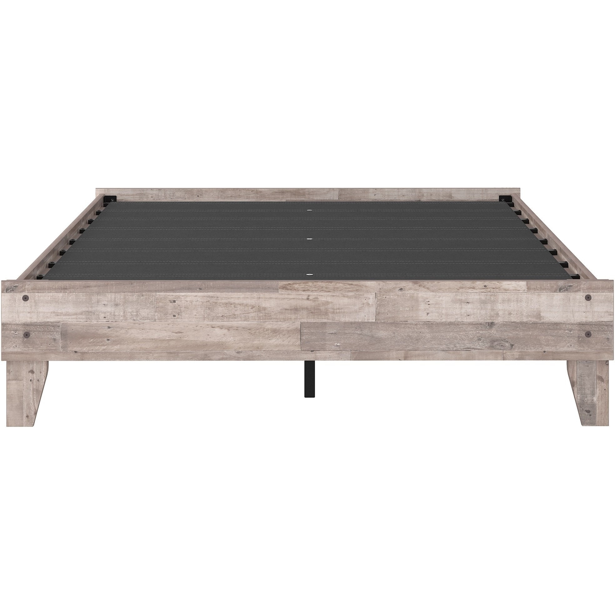 Queen Platform Bed with Butcher Block Design, Washed White