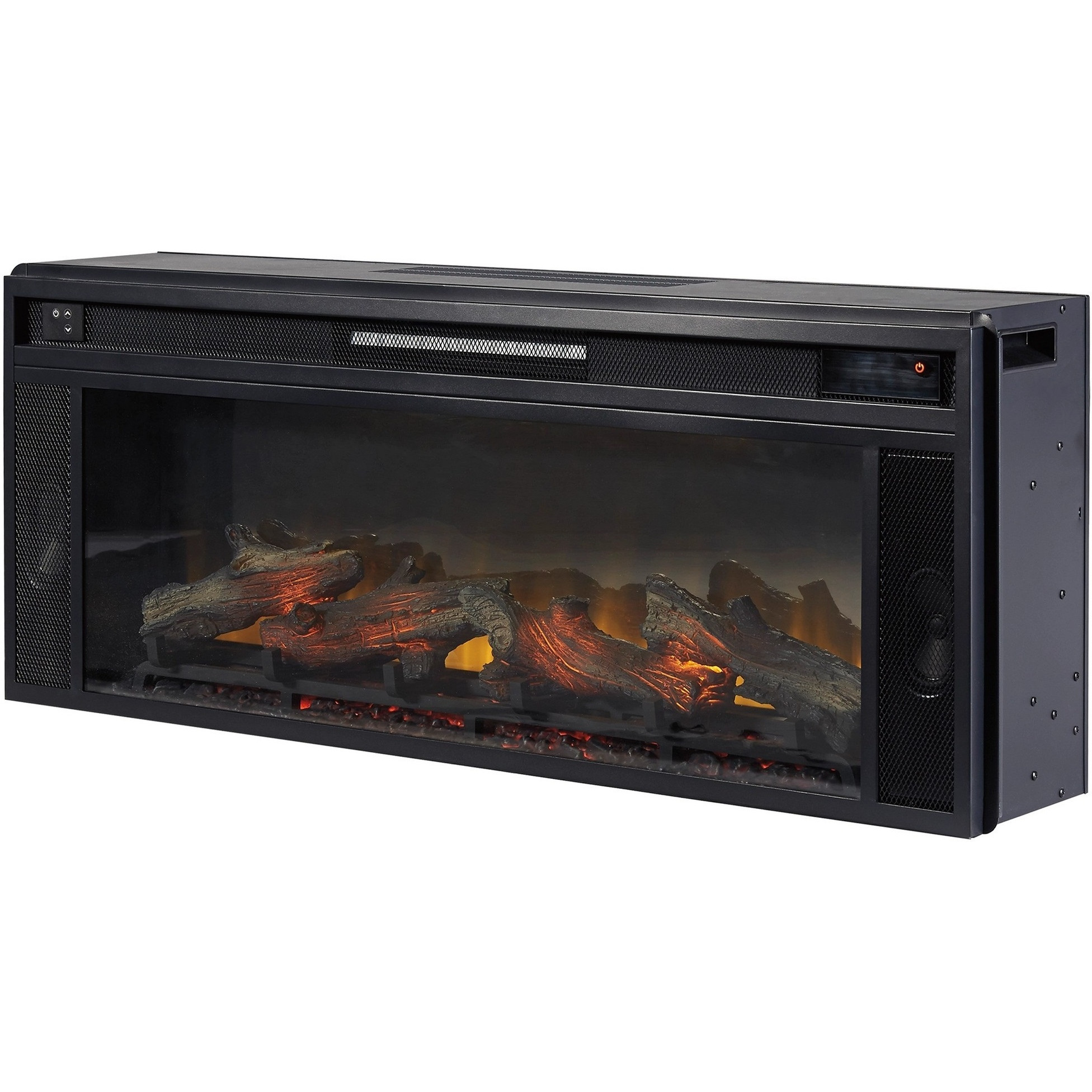 43 Inches Electric Fireplace Insert with Log Set Look, Black