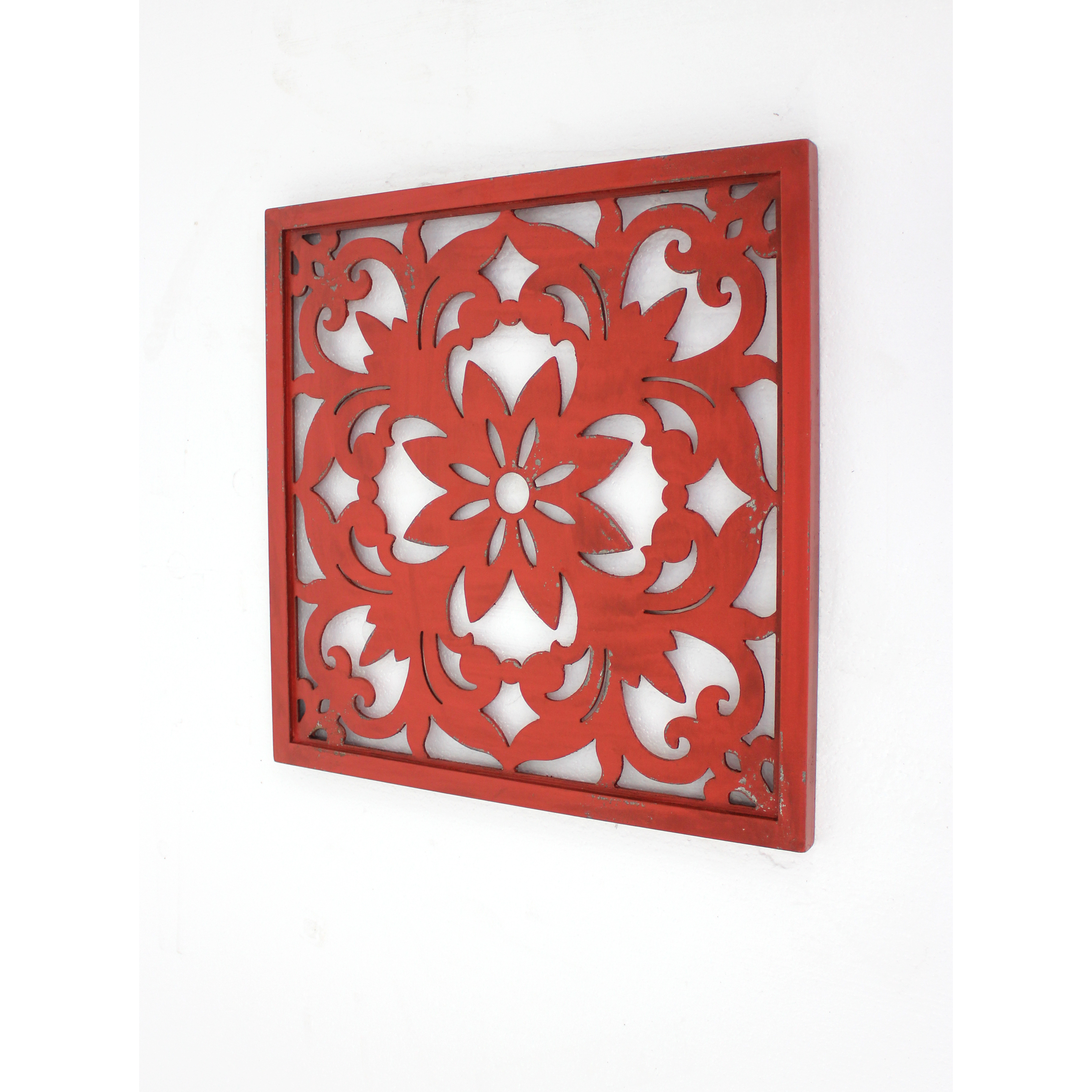 Vintage Red Floral Wall Plaque